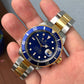 2002 Rolex Submariner Date 16613 Blue Two Tone Oyster 18K Steel Wristwatch Box Papers - Hashtag Watch Company