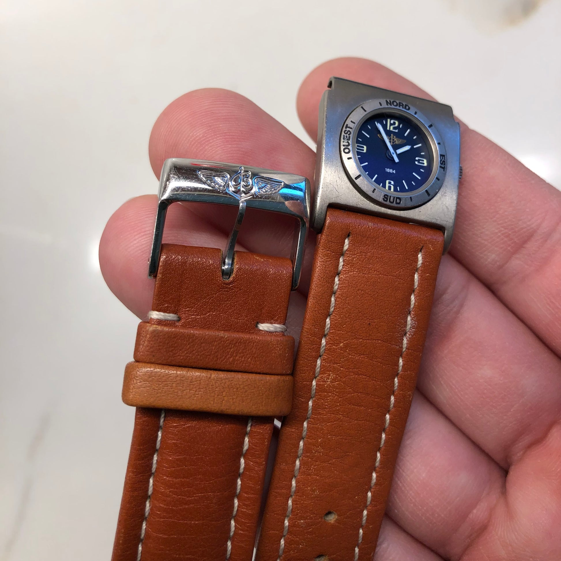 Breitling UTC E61172 Module Blue Dial Quartz Titanium with Leather Strap - Hashtag Watch Company