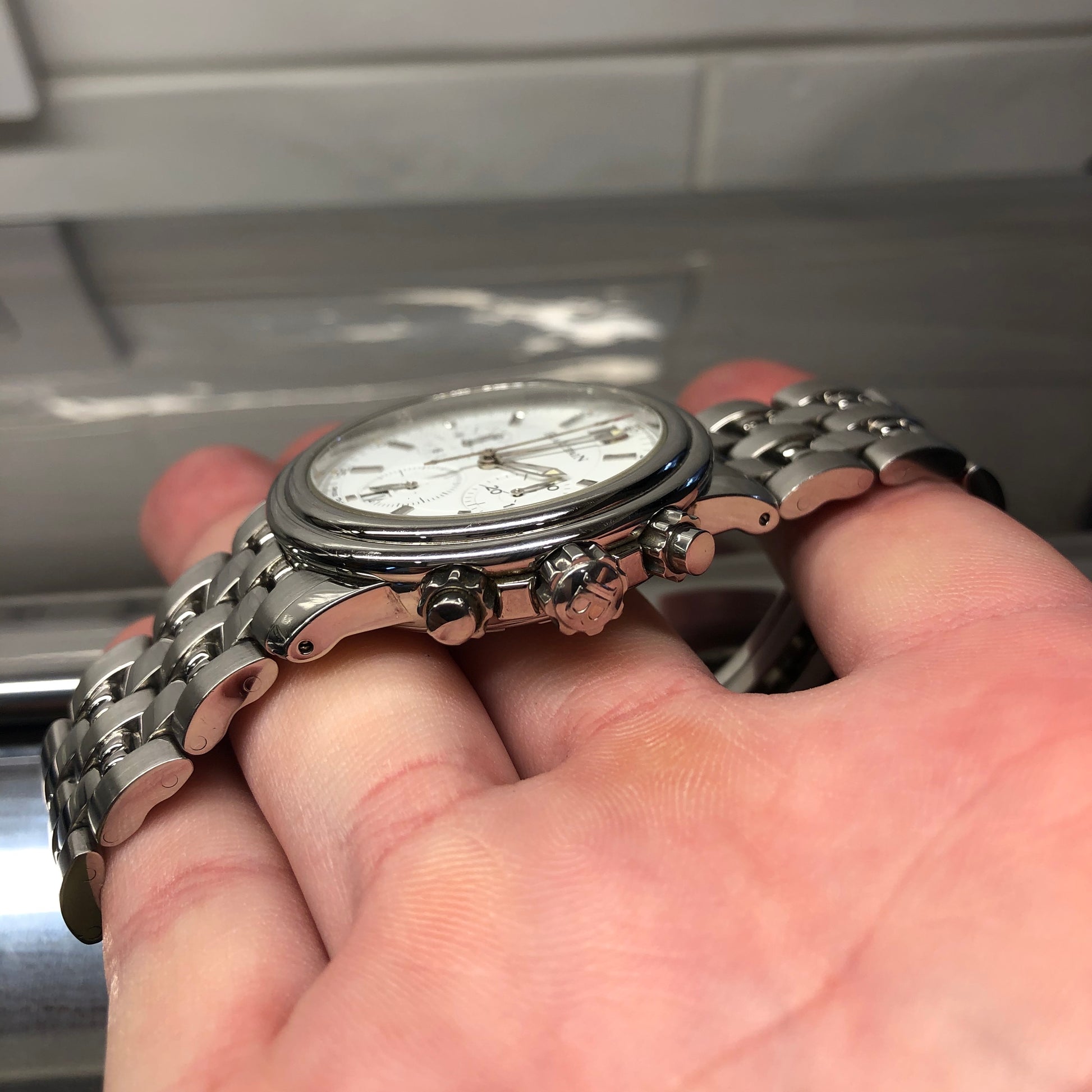 Blancpain Stainless Steel 2185 Automatic 38mm Chronograph White Wristwatch - Hashtag Watch Company