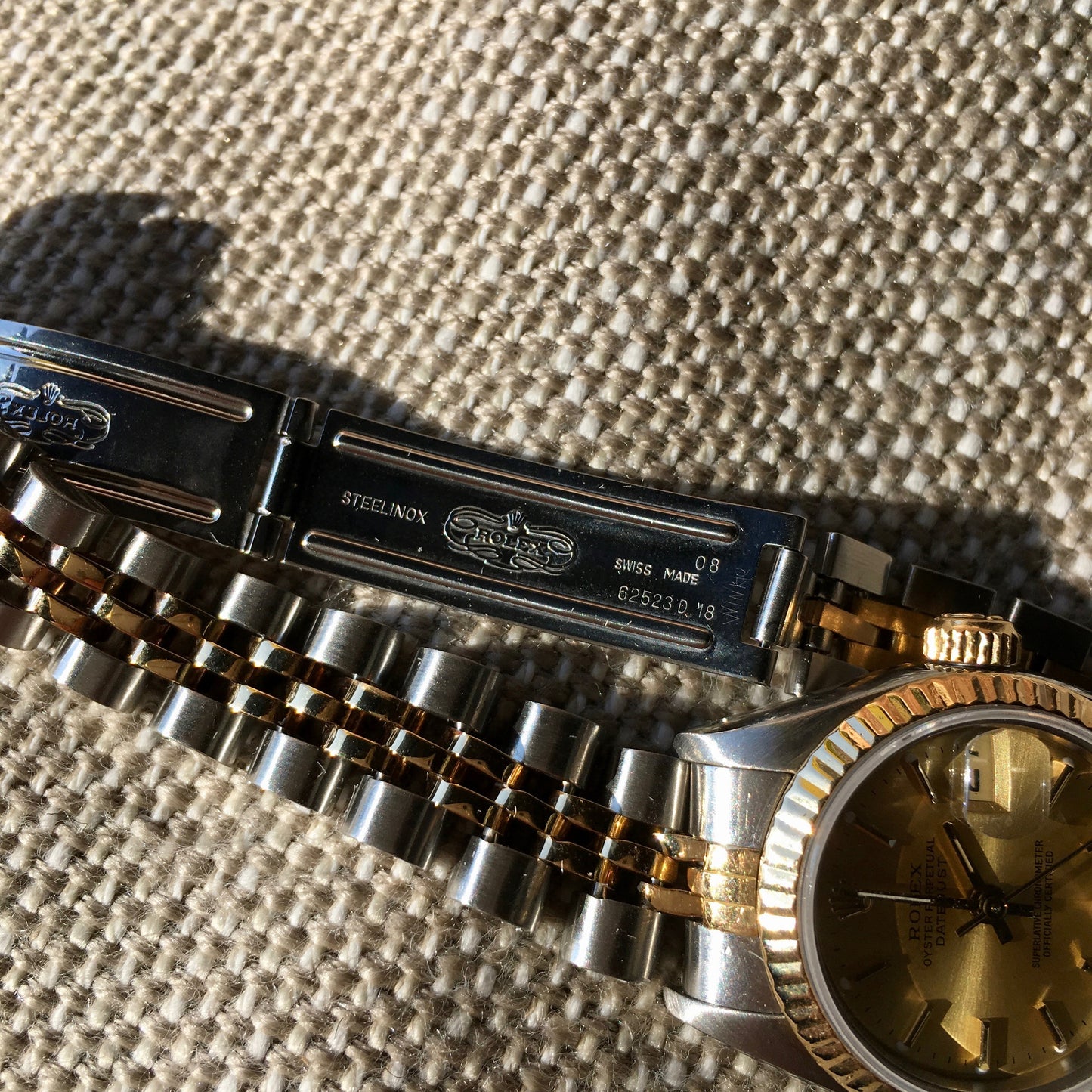 Rolex Ladies Datejust 69173 Two Tone Champagne Stick Dial Steel 18K Wristwatch - Hashtag Watch Company