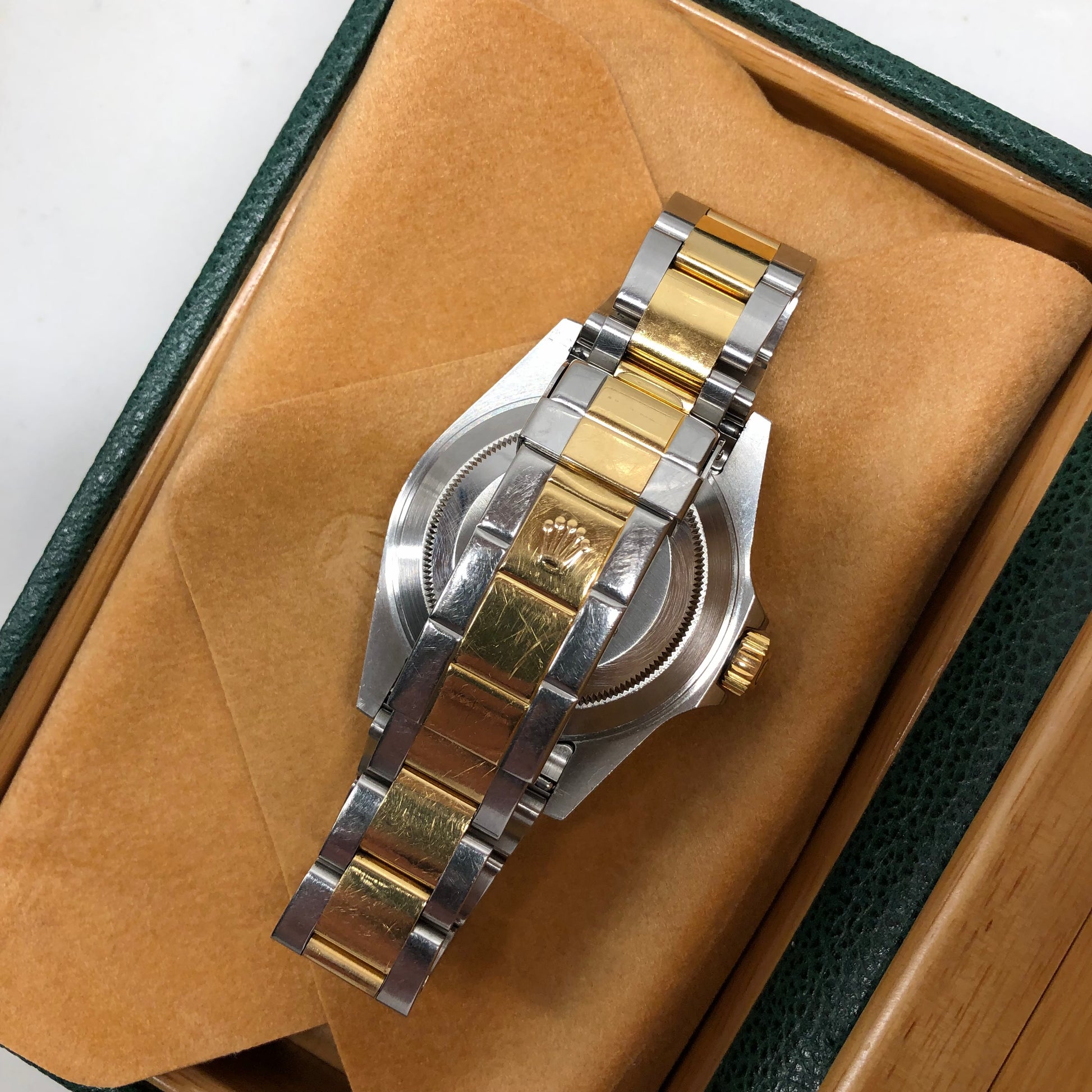 2002 Rolex Submariner Date 16613 Blue Two Tone Oyster 18K Steel Wristwatch Box Papers - Hashtag Watch Company