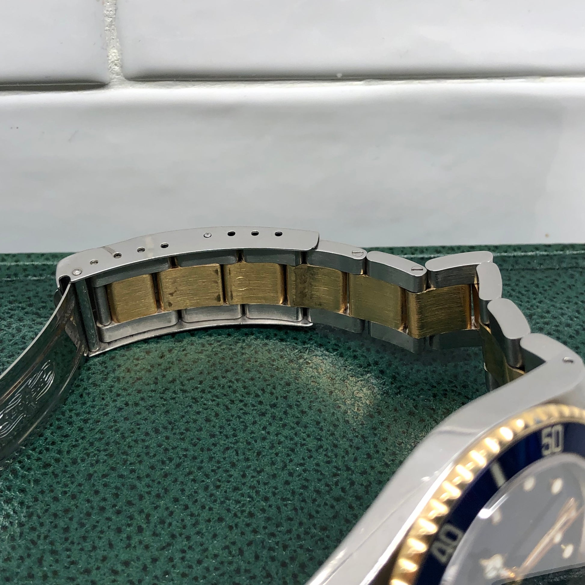 2002 Rolex Submariner Date 16613 Blue Two Tone Oyster 18K Steel Wristwatch Box Papers - Hashtag Watch Company