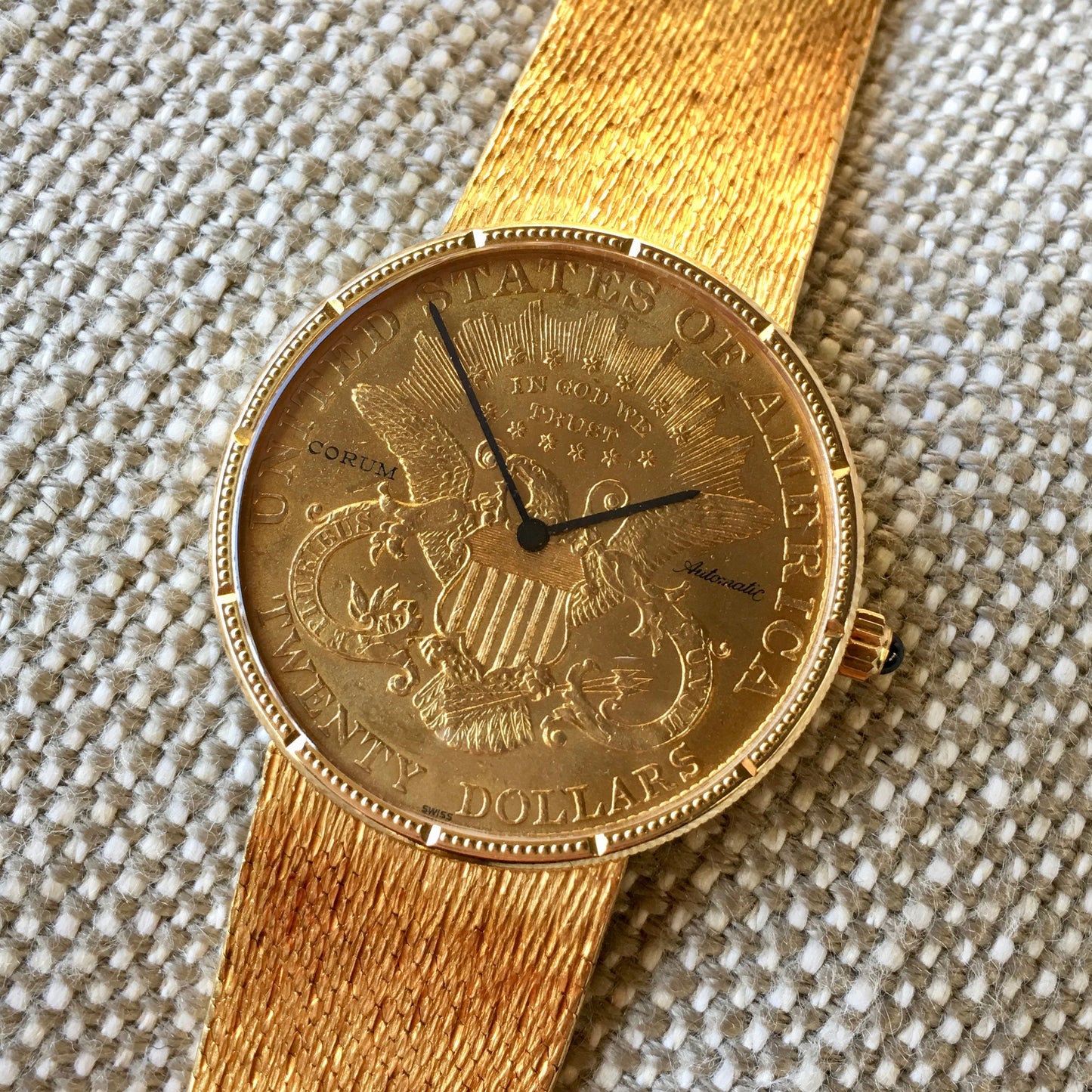 Corum 18K Yellow Gold 1904 Automatic 20 Coin Watch with Gold Bracelet - Hashtag Watch Company