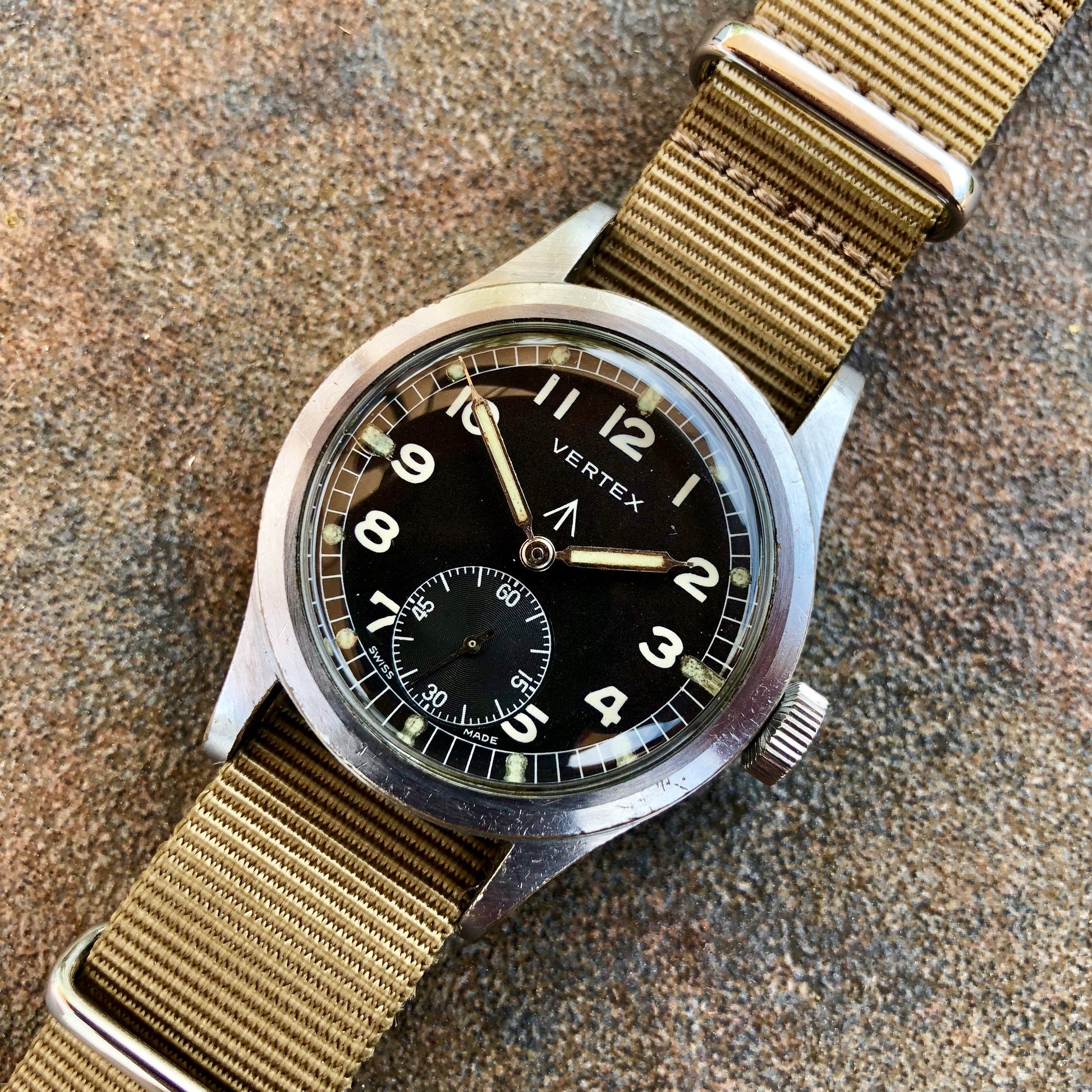 Vintage Vertex WWW Military Dirty Dozen British Military WWII Black Wristwatch - Hashtag Watch Company