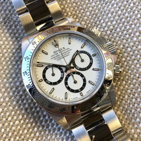 Rolex Daytona 16520 Zenith White Chronograph "U" Serial 1997 Steel Wristwatch - Hashtag Watch Company