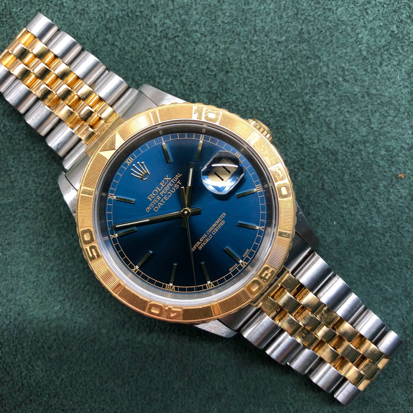 2000 Rolex Datejust Thunderbird 16263 Turn-O-Graph Blue Two Tone Jubilee Wristwatch - Hashtag Watch Company