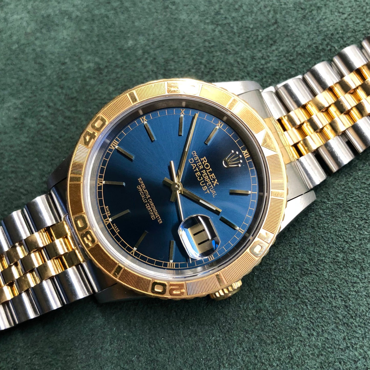 2000 Rolex Datejust Thunderbird 16263 Turn-O-Graph Blue Two Tone Jubilee Wristwatch - Hashtag Watch Company