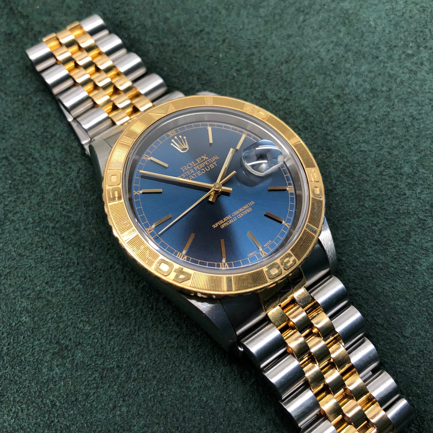 2000 Rolex Datejust Thunderbird 16263 Turn-O-Graph Blue Two Tone Jubilee Wristwatch - Hashtag Watch Company