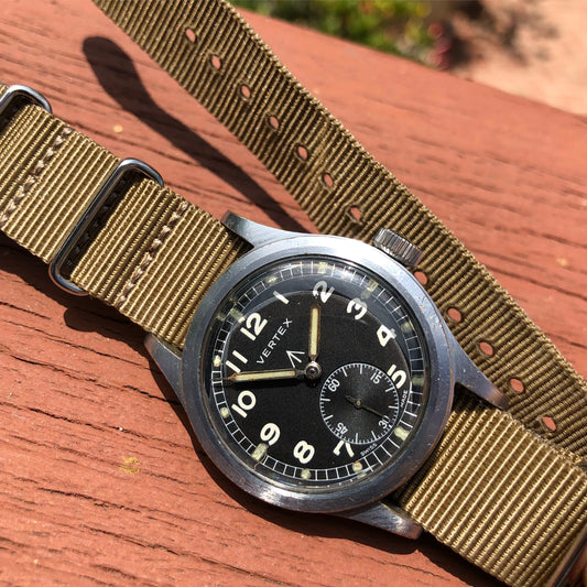 Vintage Vertex WWW Military Dirty Dozen British Military WWII Black Wristwatch - Hashtag Watch Company