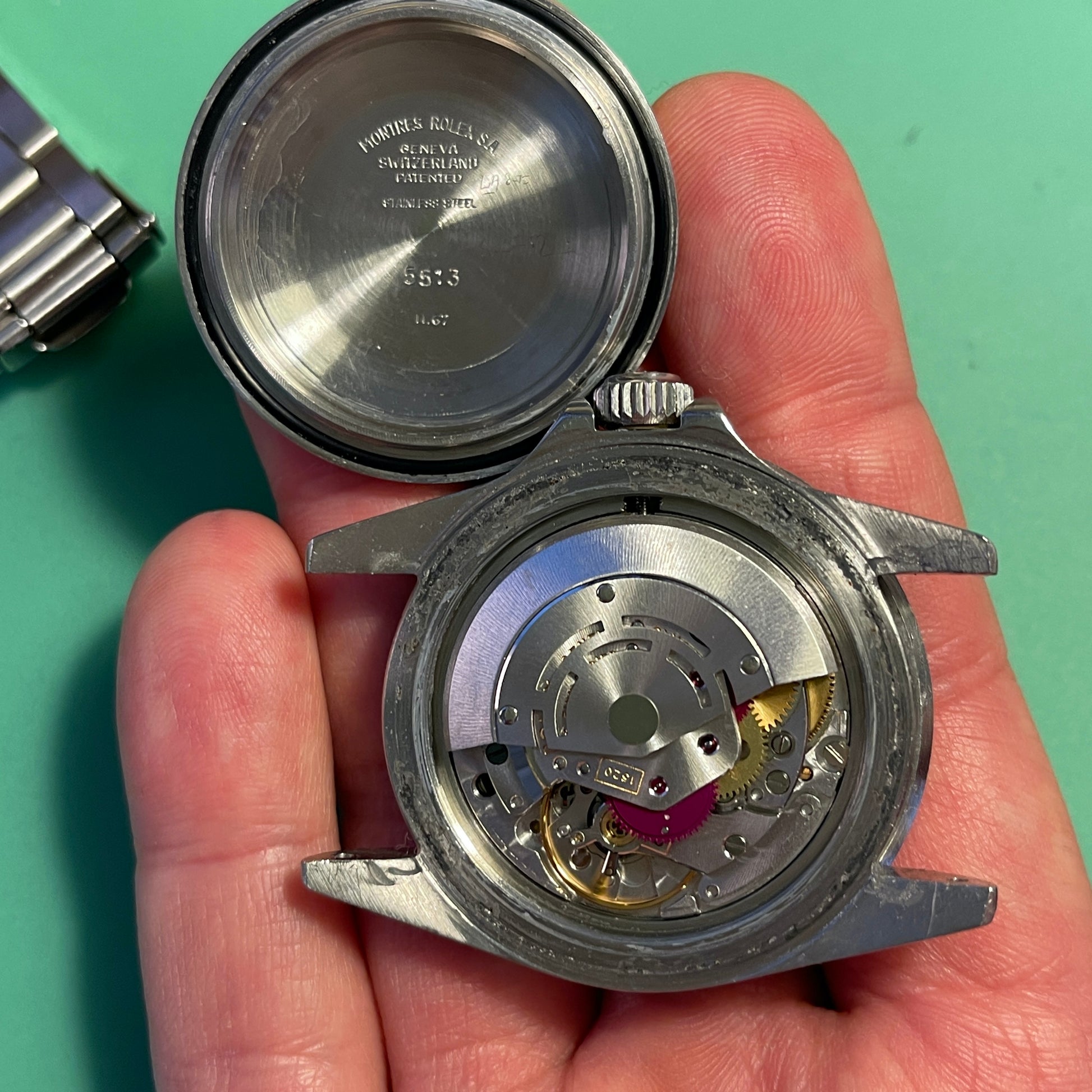 1967 Vintage Rolex Submariner 5513 Meters First Matte Black Fat Font Insert Wristwatch - Hashtag Watch Company