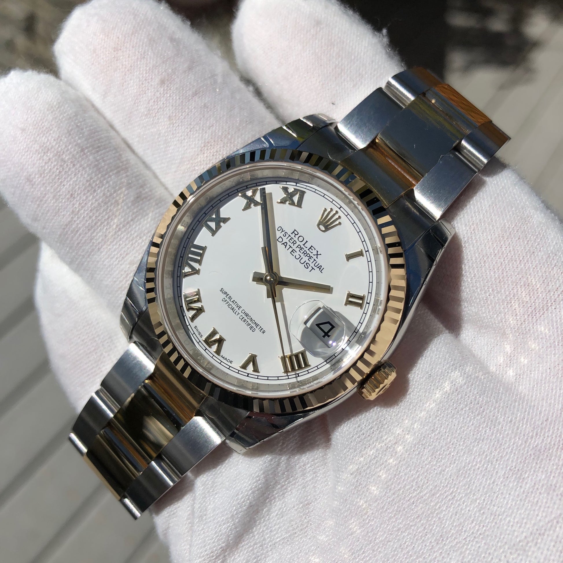 Rolex Datejust 116233 White Roman Two Tone Steel Gold Oyster Wristwatch Box & Papers New Unworn - Hashtag Watch Company