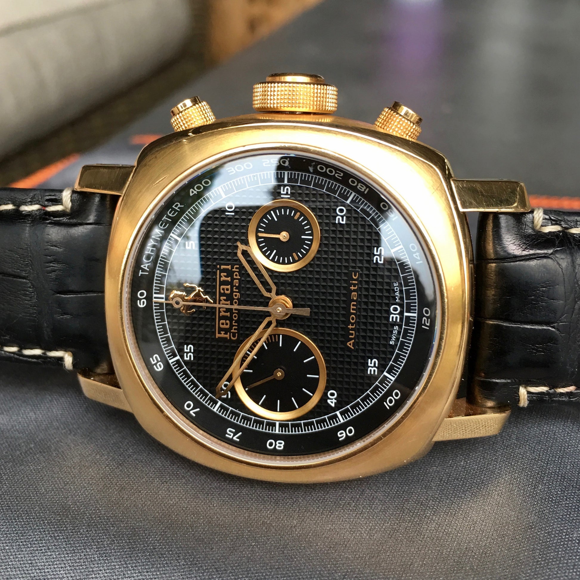 Panerai Ferrari 18K Rose Gold Grand Turismo FER00006 Chronograph Watch Box Papers - Hashtag Watch Company