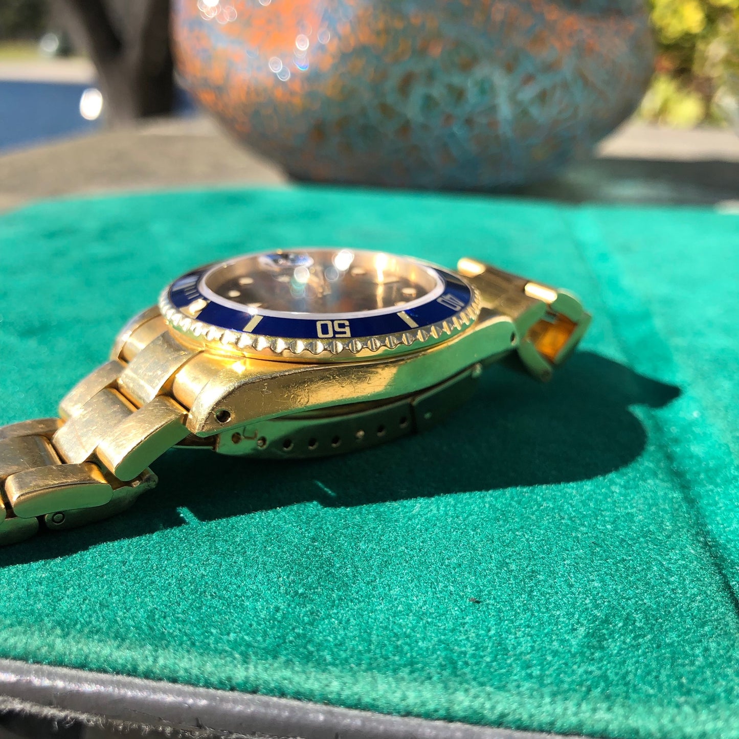 Vintage Rolex Submariner 16808 Purple Tropical 18K Yellow Gold Wristwatch Circa 1981 - Hashtag Watch Company