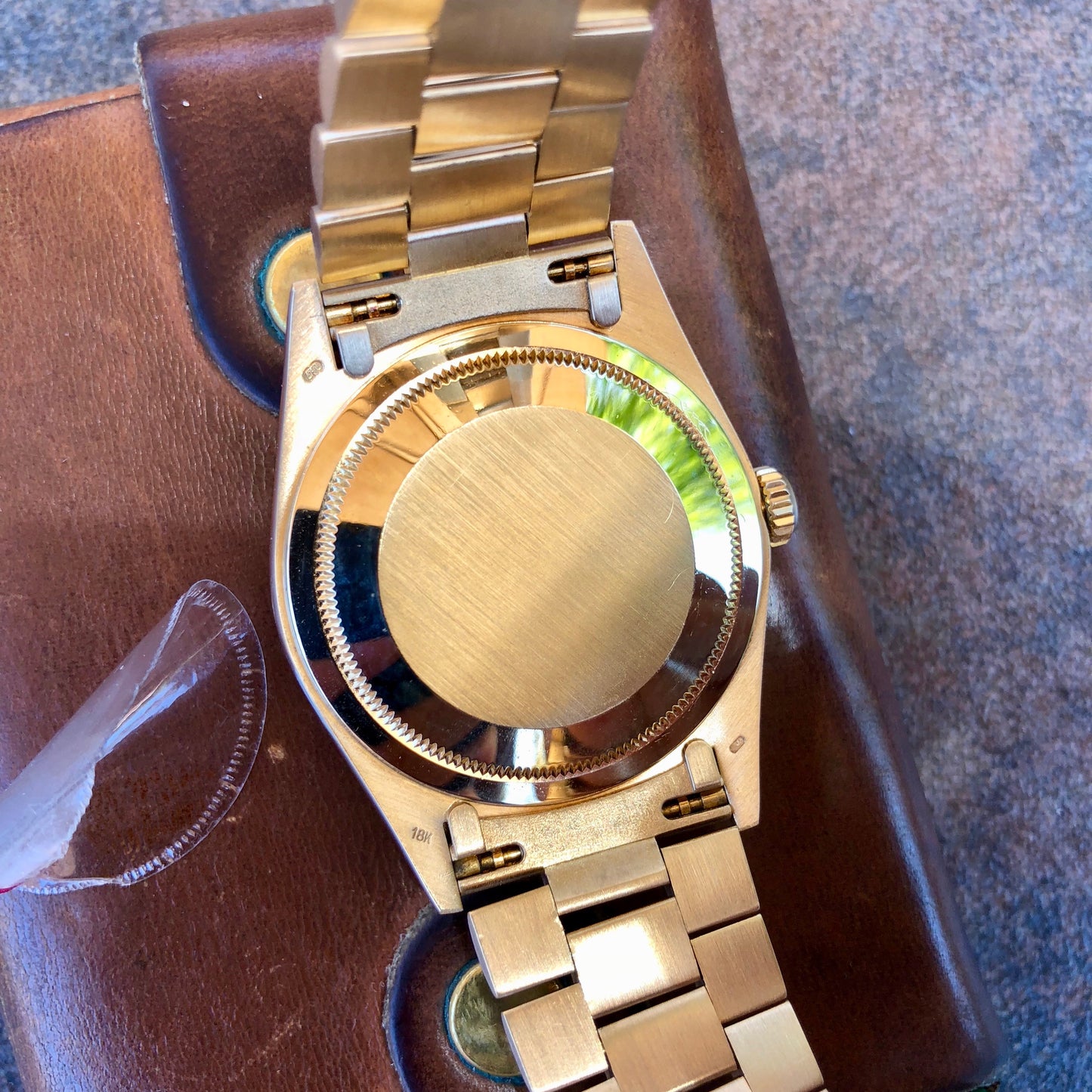 Rolex President 18238 Day Date 18K Yellow Gold Silver Stick "E" Serial 1990 Box Papers MINT - Hashtag Watch Company