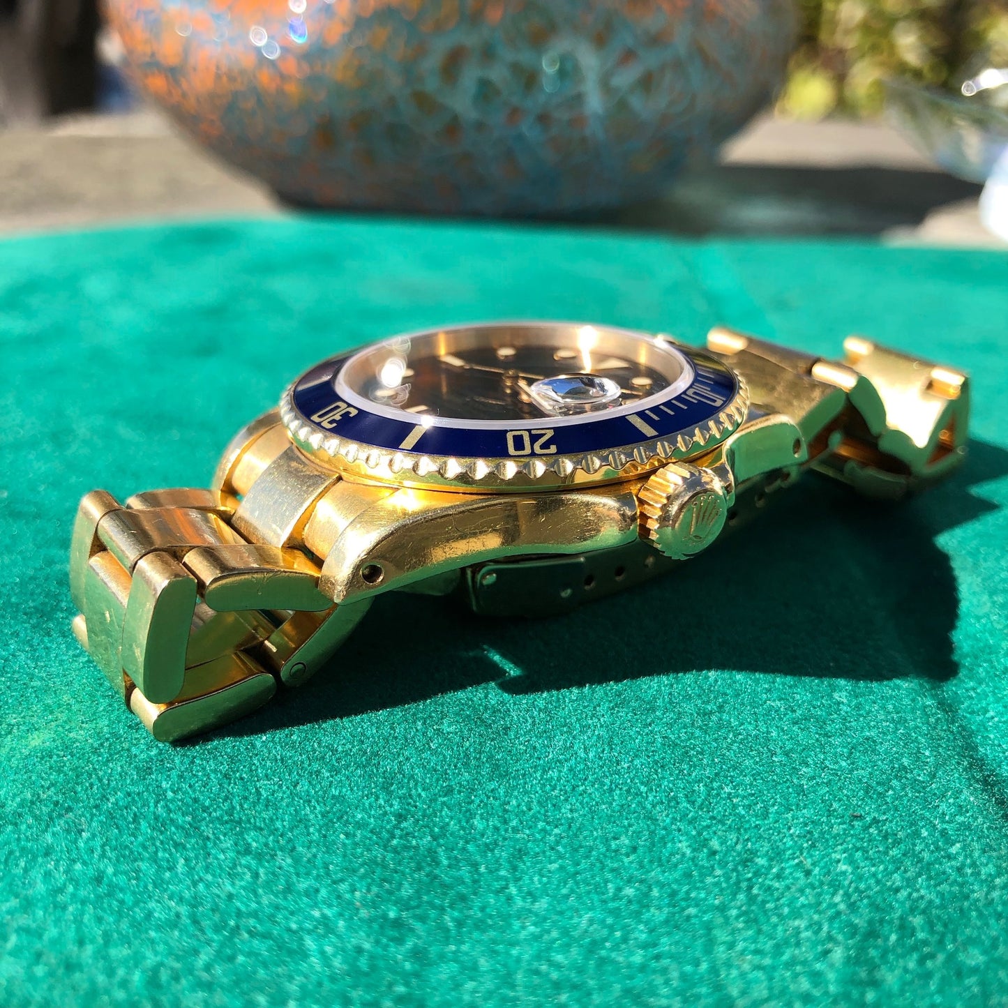 Vintage Rolex Submariner 16808 Purple Tropical 18K Yellow Gold Wristwatch Circa 1981 - Hashtag Watch Company