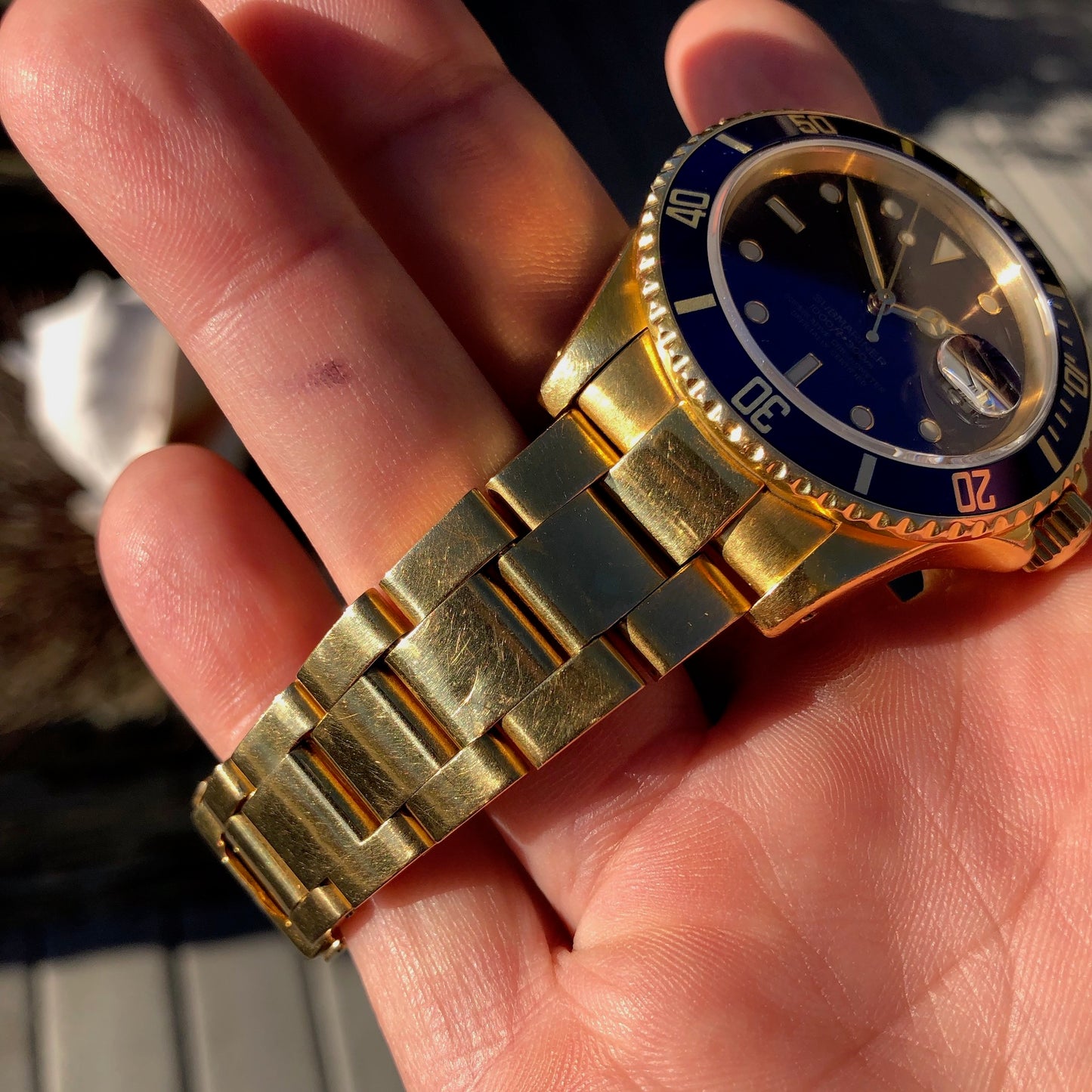 Vintage Rolex Submariner 16808 Purple Tropical 18K Yellow Gold Wristwatch Circa 1981 - Hashtag Watch Company