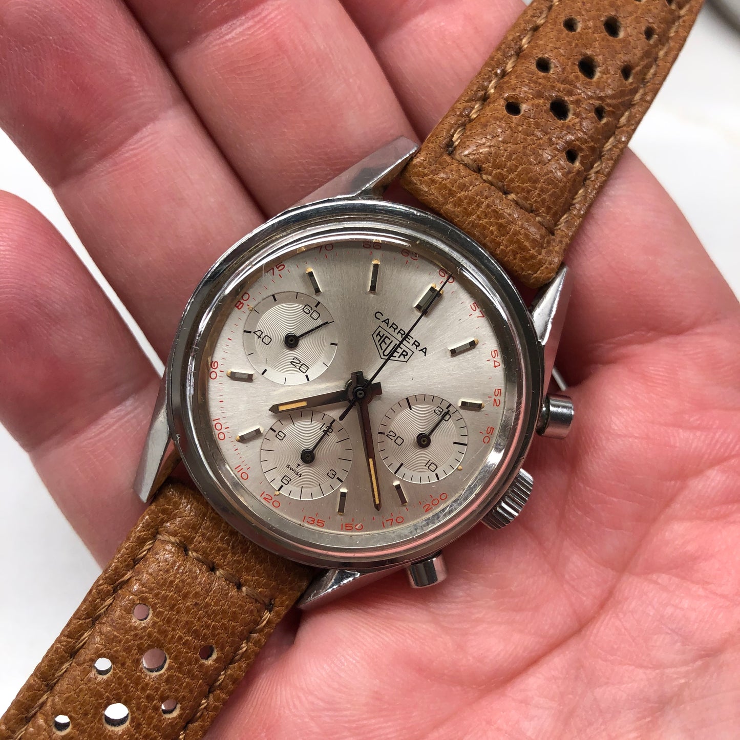 Vintage Heuer Carrera 2447 Stainless Steel Chronograph Valjoux 72 Wristwatch - Hashtag Watch Company