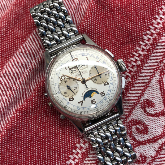 Vintage Angelus Chrono-Datoluxe Moonphase Day Date Chronograph Wristwatch - Hashtag Watch Company