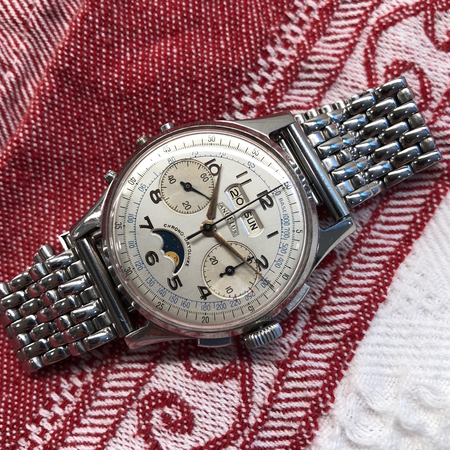 Vintage Angelus Chrono-Datoluxe Moonphase Day Date Chronograph Wristwatch - Hashtag Watch Company