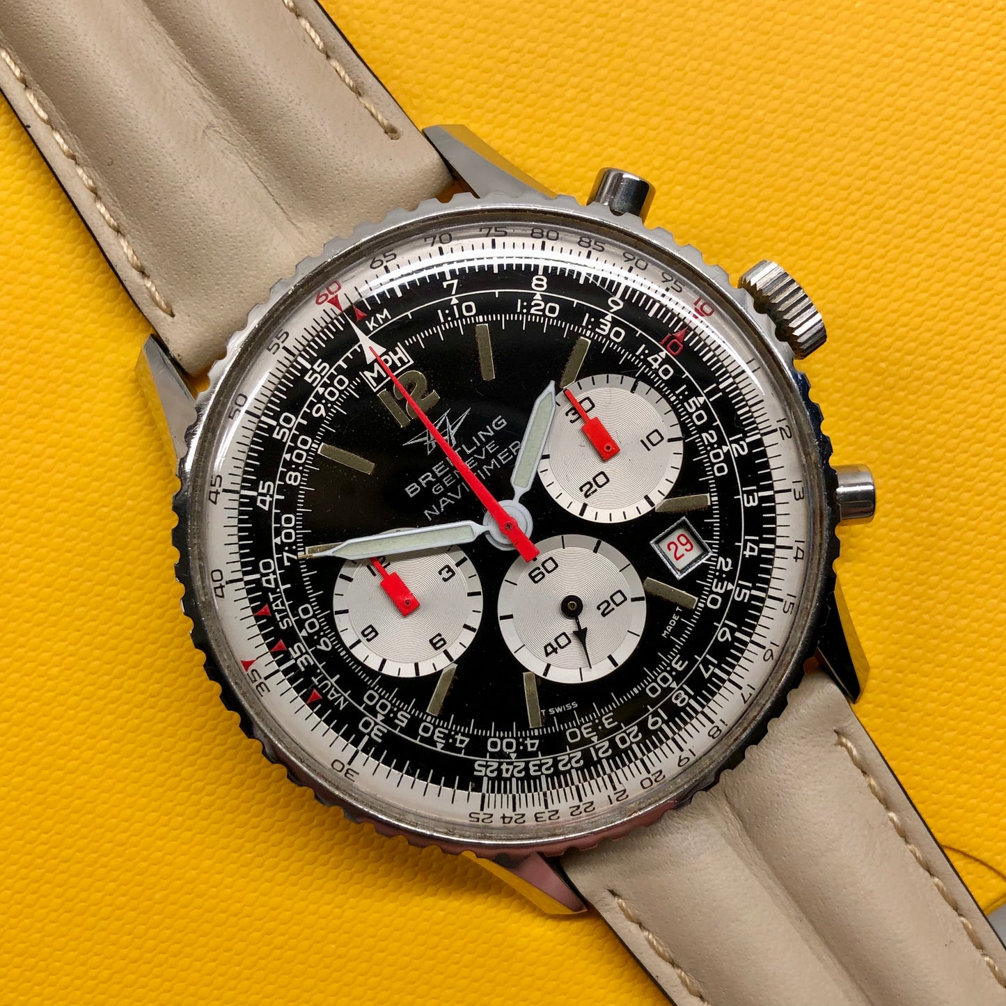 1973 Breitling Navitimer 8808 Vintage Steel Chronograph Unpolished 41mm Wristwatch - Hashtag Watch Company