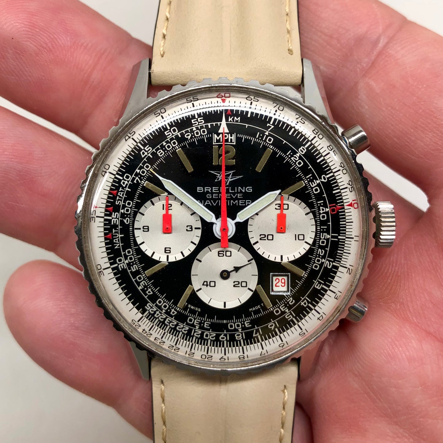 1973 Breitling Navitimer 8808 Vintage Steel Chronograph Unpolished 41mm Wristwatch - Hashtag Watch Company