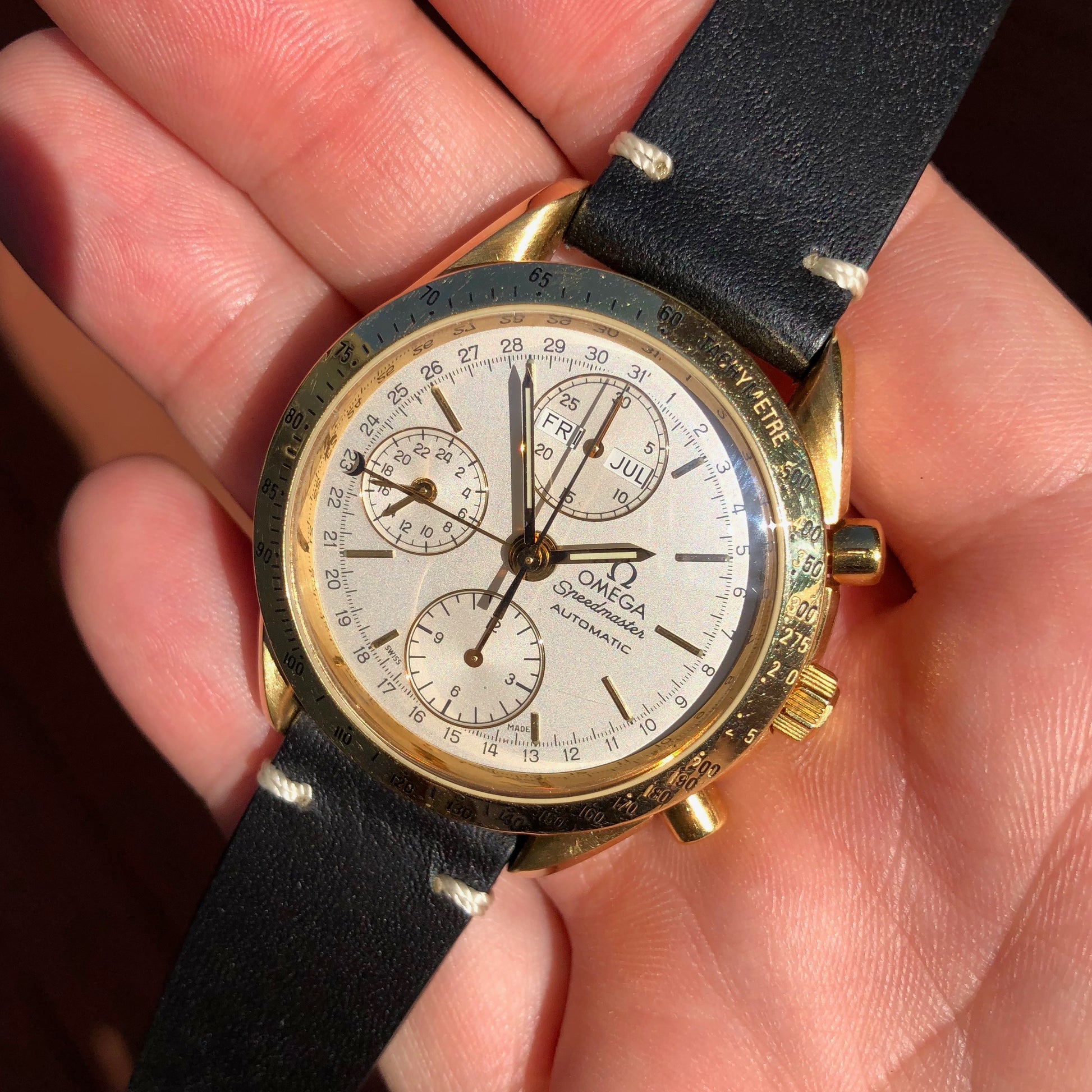 Omega Speedmaster 175.0044 18K Yellow Gold Day Date Chronograph Wristwatch - Hashtag Watch Company
