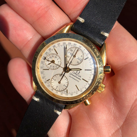Omega Speedmaster 175.0044 18K Yellow Gold Day Date Chronograph Wristwatch - Hashtag Watch Company