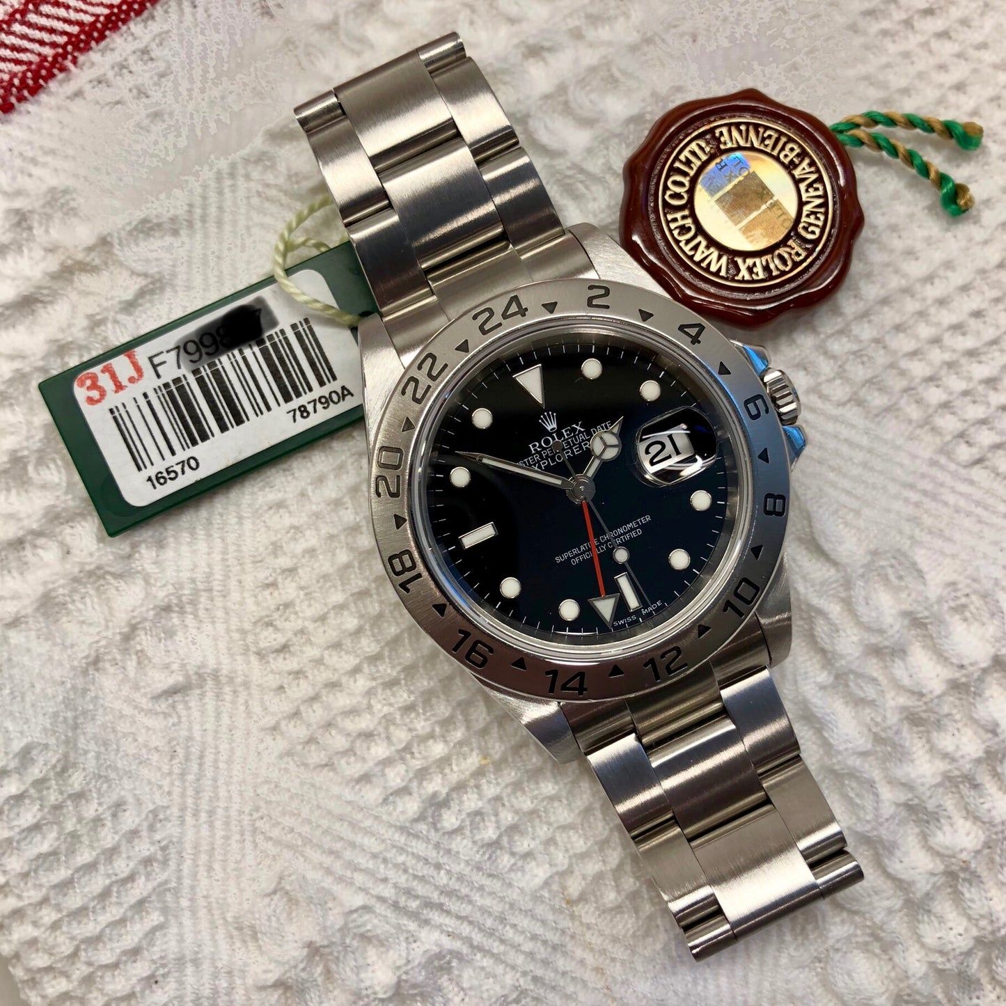 Rolex Explorer II 16570 Stainless Steel GMT Oyster F Serial Wristwatch Box Papers Circa 2003 - Hashtag Watch Company