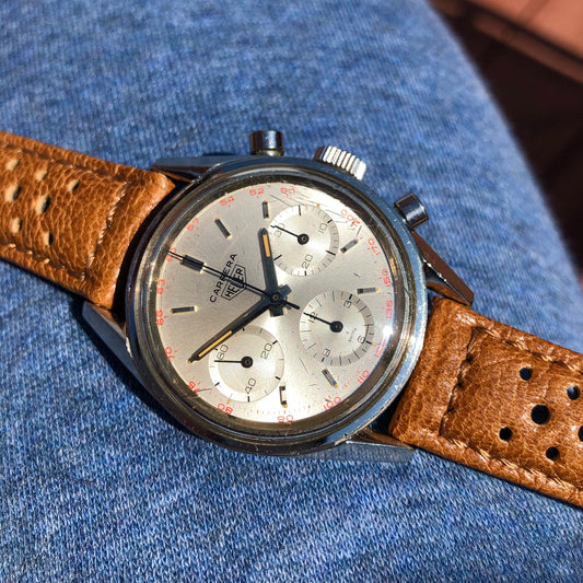 Vintage Heuer Carrera 2447 Stainless Steel Chronograph Valjoux 72 Wristwatch - Hashtag Watch Company