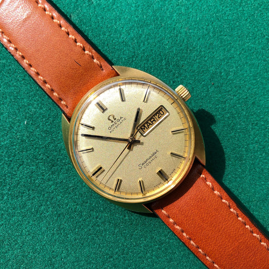 Vintage Omega Seamaster Cosmic 166.049 Day Date 18K Yellow Gold Cal. 752 Automatic Wristwatch - Hashtag Watch Company