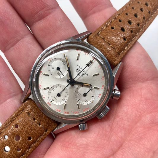 Vintage Heuer Carrera 2447 Stainless Steel Chronograph Valjoux 72 Wristwatch - Hashtag Watch Company