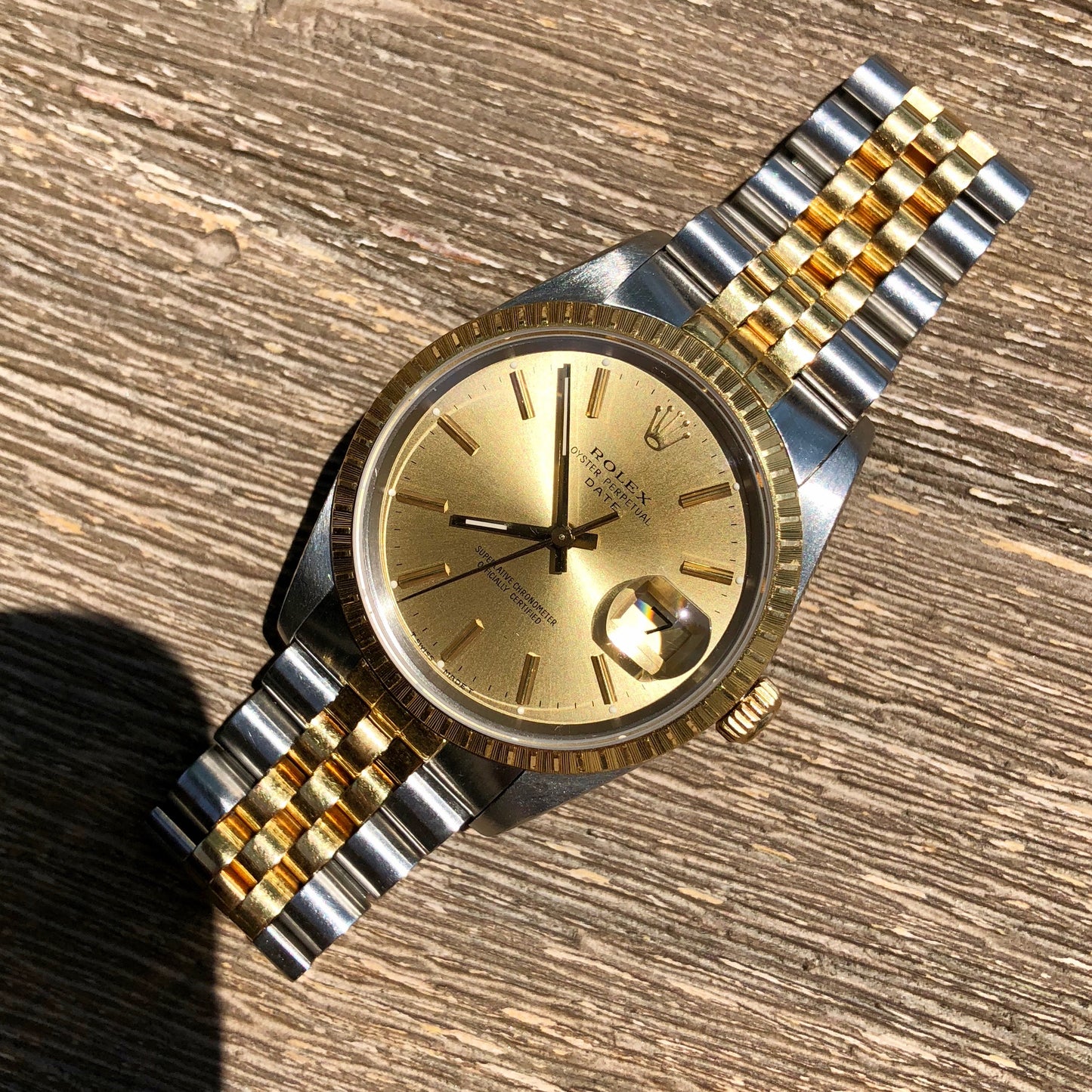 Rolex Date 15223 Oyster Perpetual Two Tone Steel Gold Jubilee Wristwatch Circa 1989 - Hashtag Watch Company