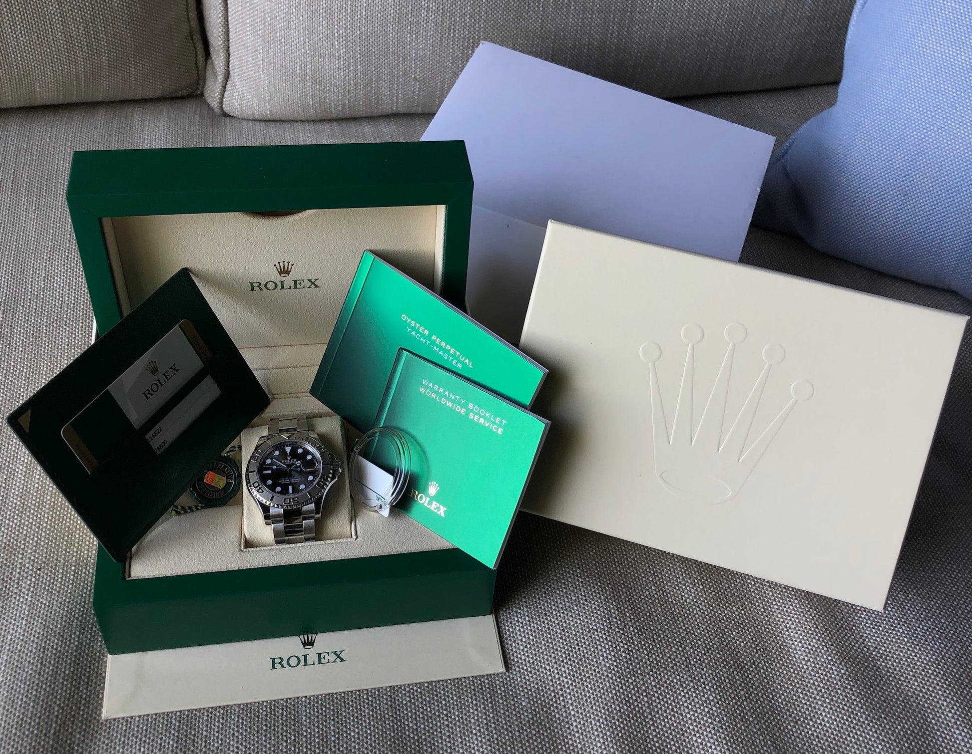 Rolex Yachtmaster 116622 Platinum Rhodium 40mm Steel Oyster Wristwatch Box Papers Circa 2019 - Hashtag Watch Company