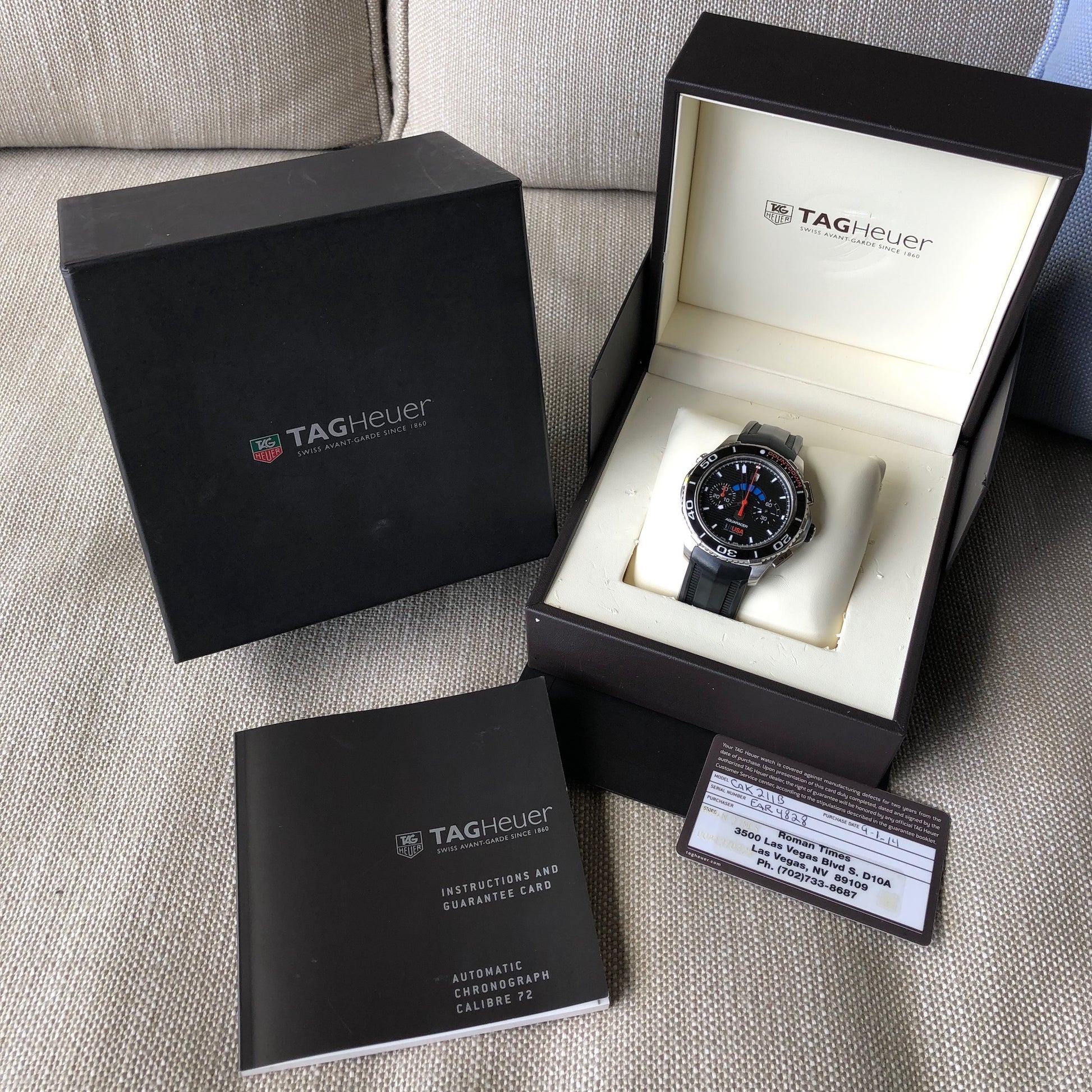 TAG Heuer Aquaracer CAK211B America's Cup Oracle USA Steel 72 Chronograph - Hashtag Watch Company