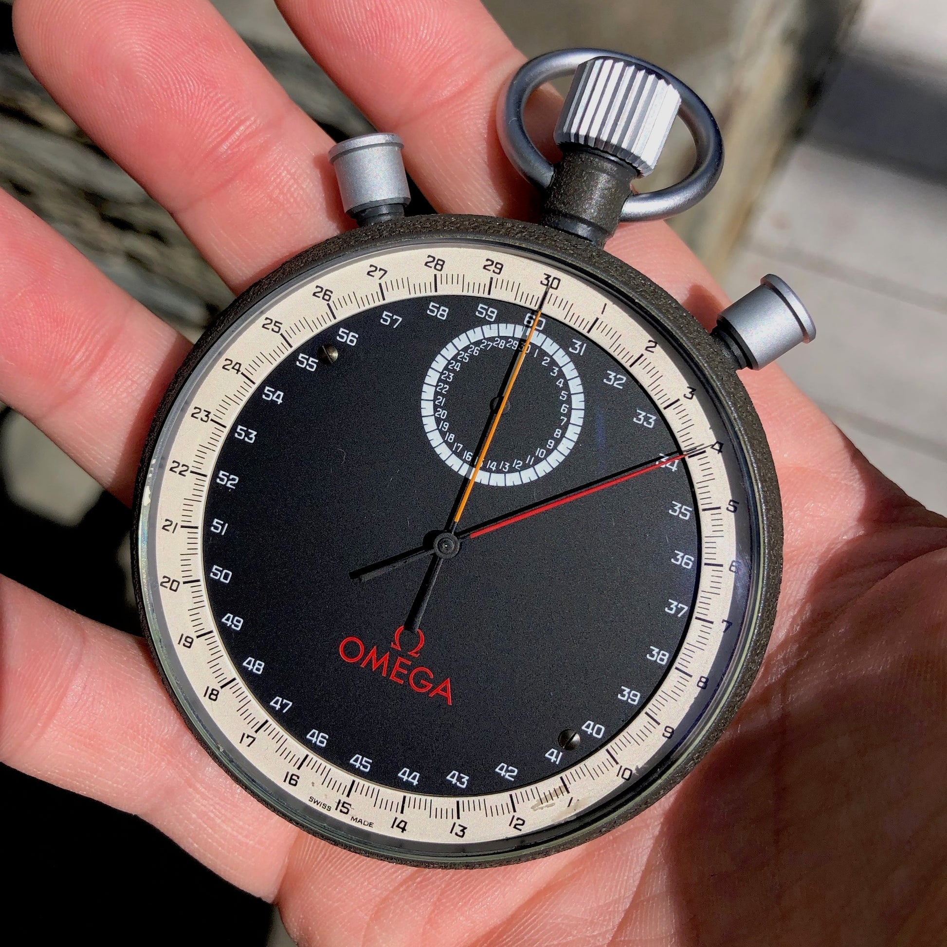 Vintage Omega Olympic Split Second Pocket Timer Chronograph Stop Watch - Hashtag Watch Company