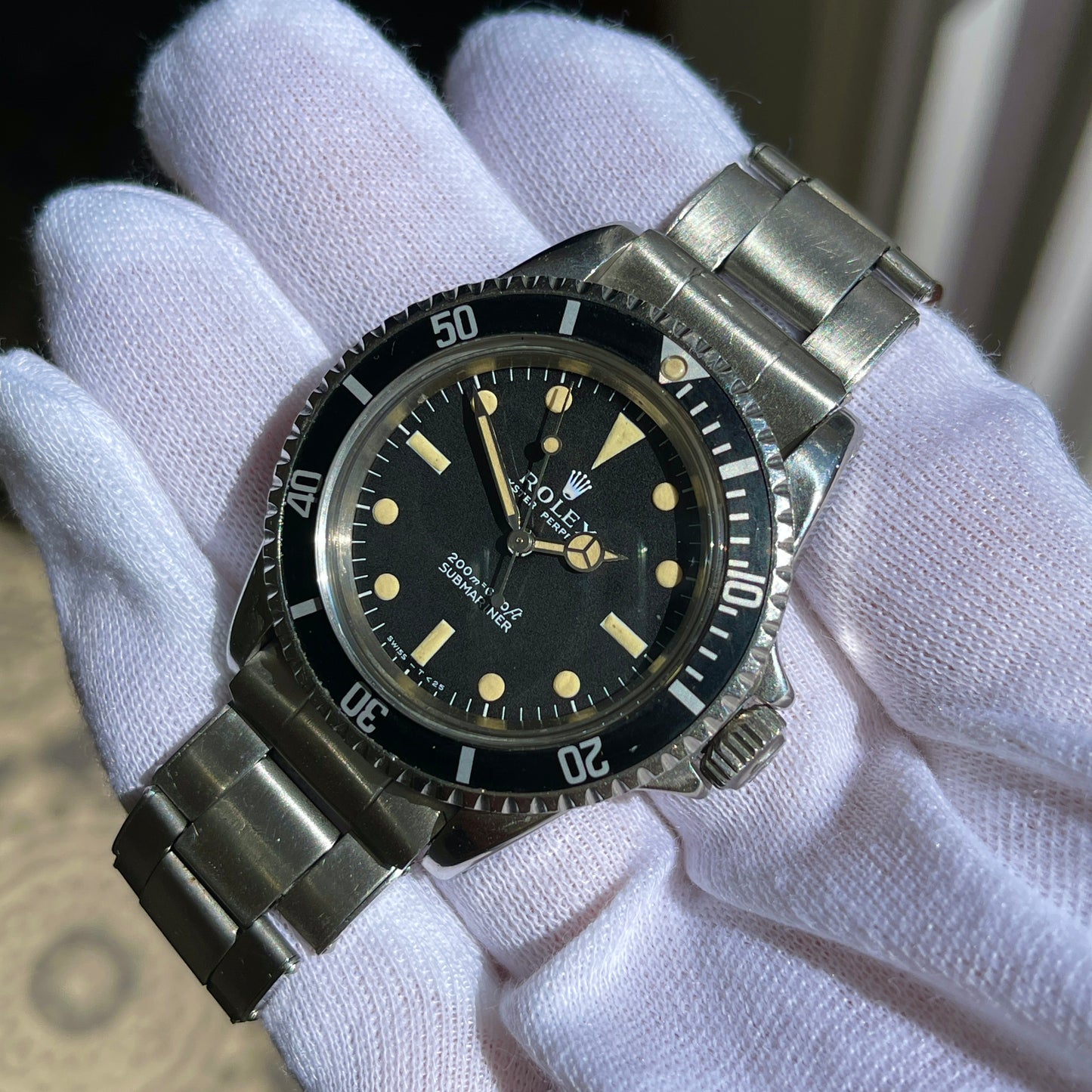 1967 Vintage Rolex Submariner 5513 Meters First Matte Black Fat Font Insert Wristwatch - Hashtag Watch Company