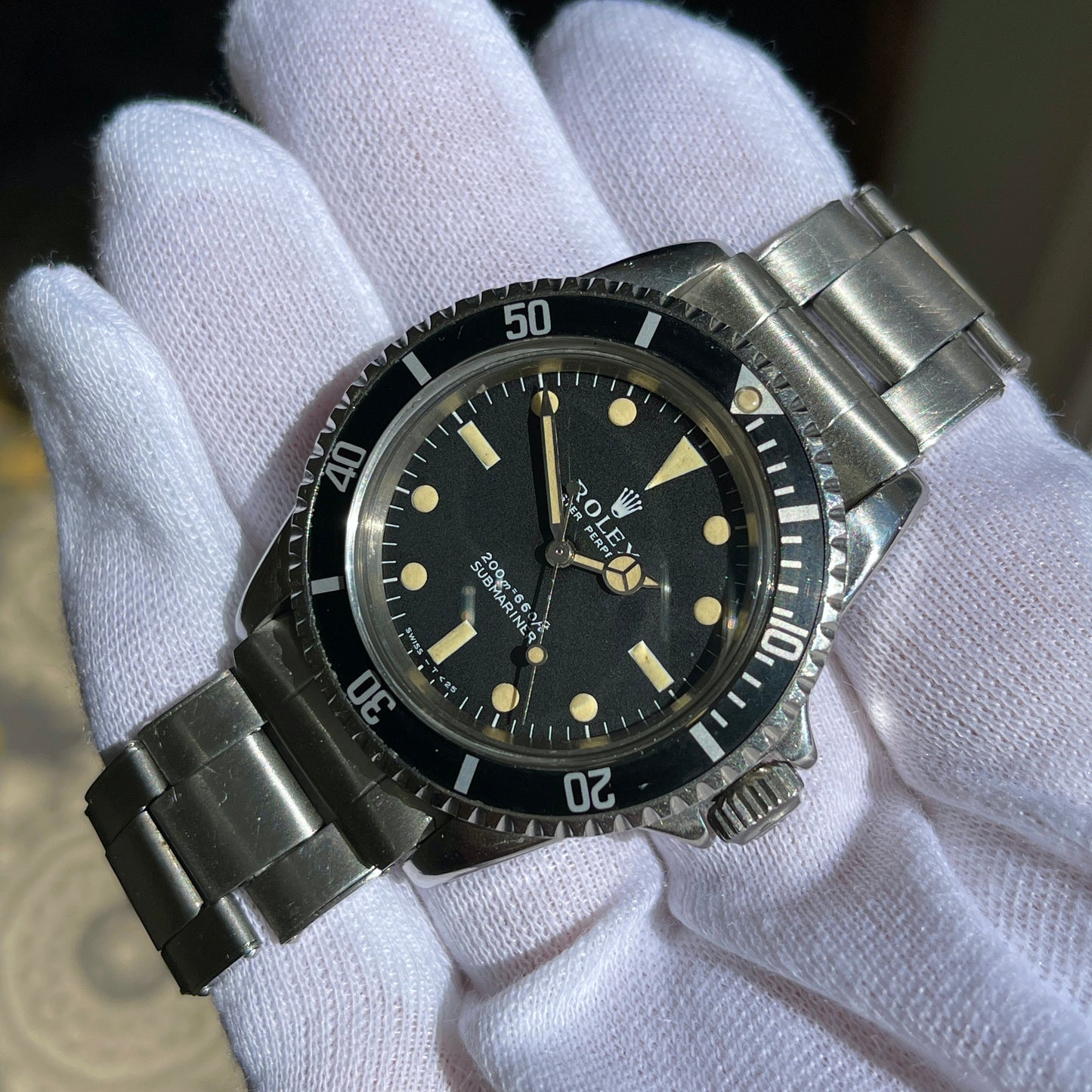 1967 Vintage Rolex Submariner 5513 Meters First Matte Black Fat Font Insert Wristwatch - Hashtag Watch Company