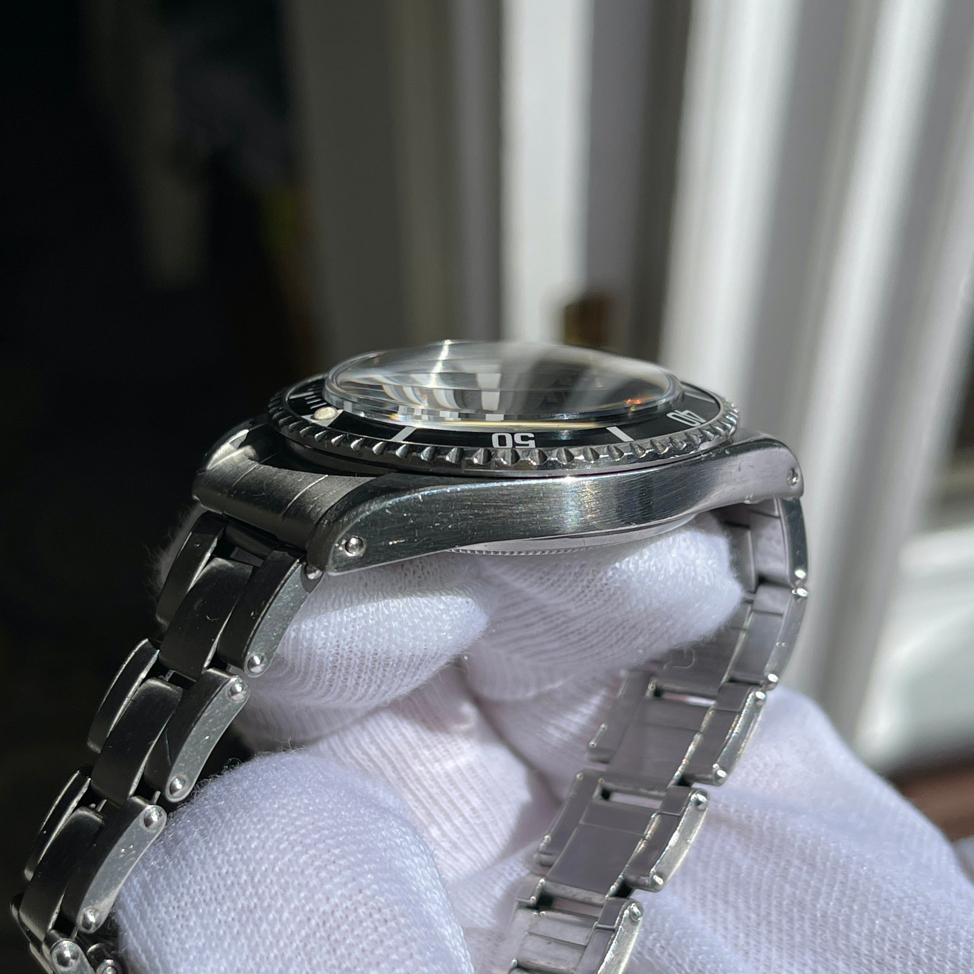 1967 Vintage Rolex Submariner 5513 Meters First Matte Black Fat Font Insert Wristwatch - Hashtag Watch Company