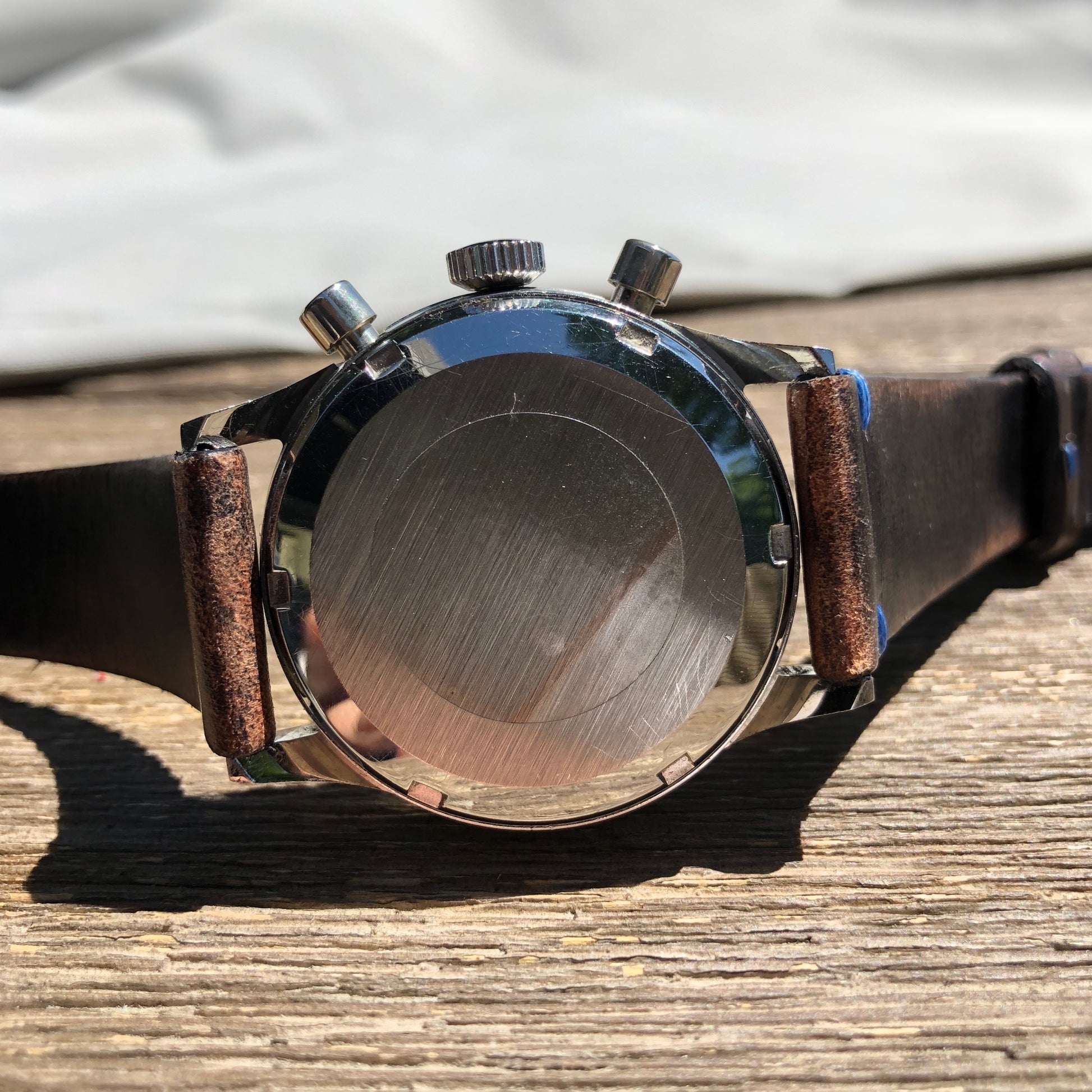 Vintage Gallet MultiChron Pilot Valjoux 72 Chronograph White Stainless Steel Wristwatch - Hashtag Watch Company