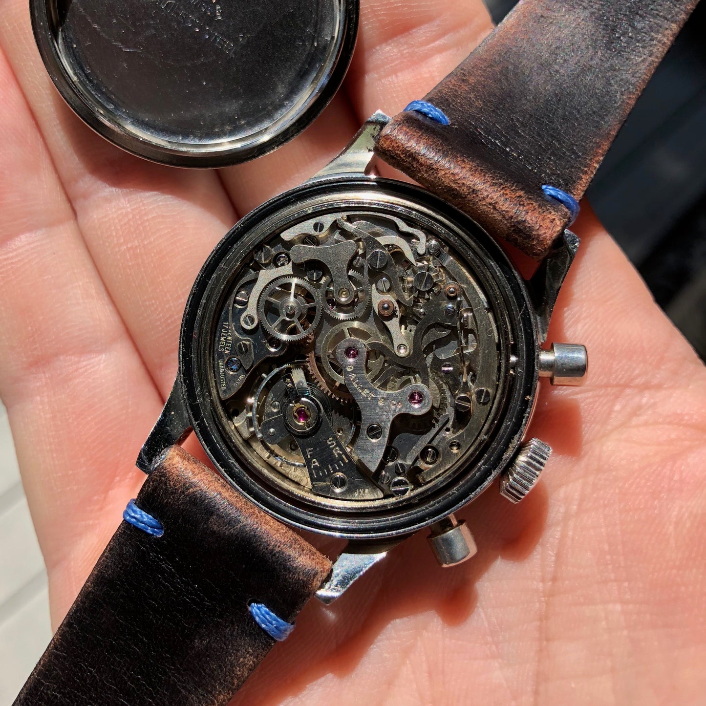Vintage Gallet MultiChron Pilot Valjoux 72 Chronograph White Stainless Steel Wristwatch - Hashtag Watch Company