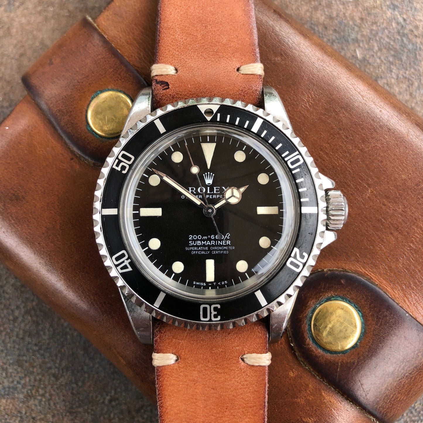 Vintage Rolex Submariner 5512 Meters First Cream Patina Automatic Cal 1570 Wristwatch Circa 1965 - Hashtag Watch Company