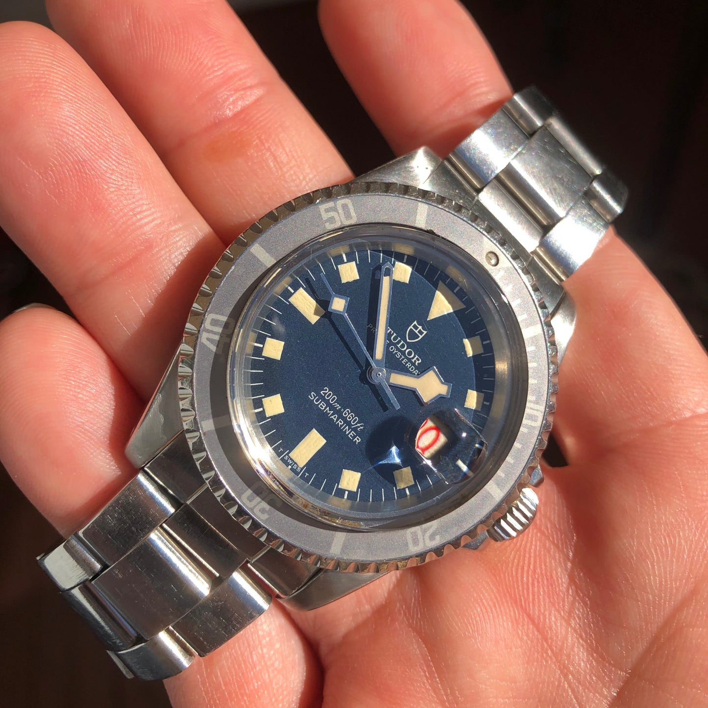 1968 Vintage Tudor Submariner 7021 Blue Snowflake Dial Kissing 40 Ghost Insert Automatic Wristwatch - Hashtag Watch Company