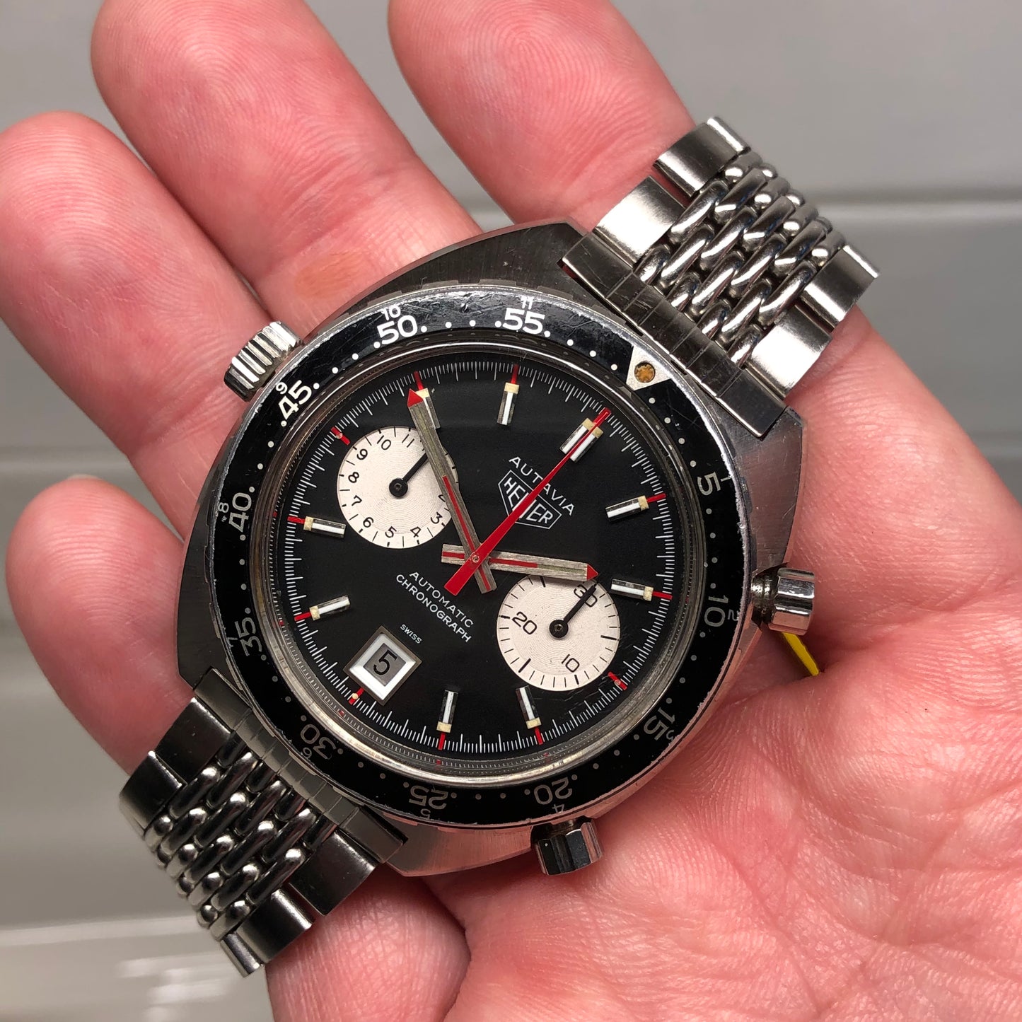 1972 Vintage Heuer Autavia 1163 Viceroy Steel Chronograph Cal. 12 Automatic Wristwatch - Hashtag Watch Company