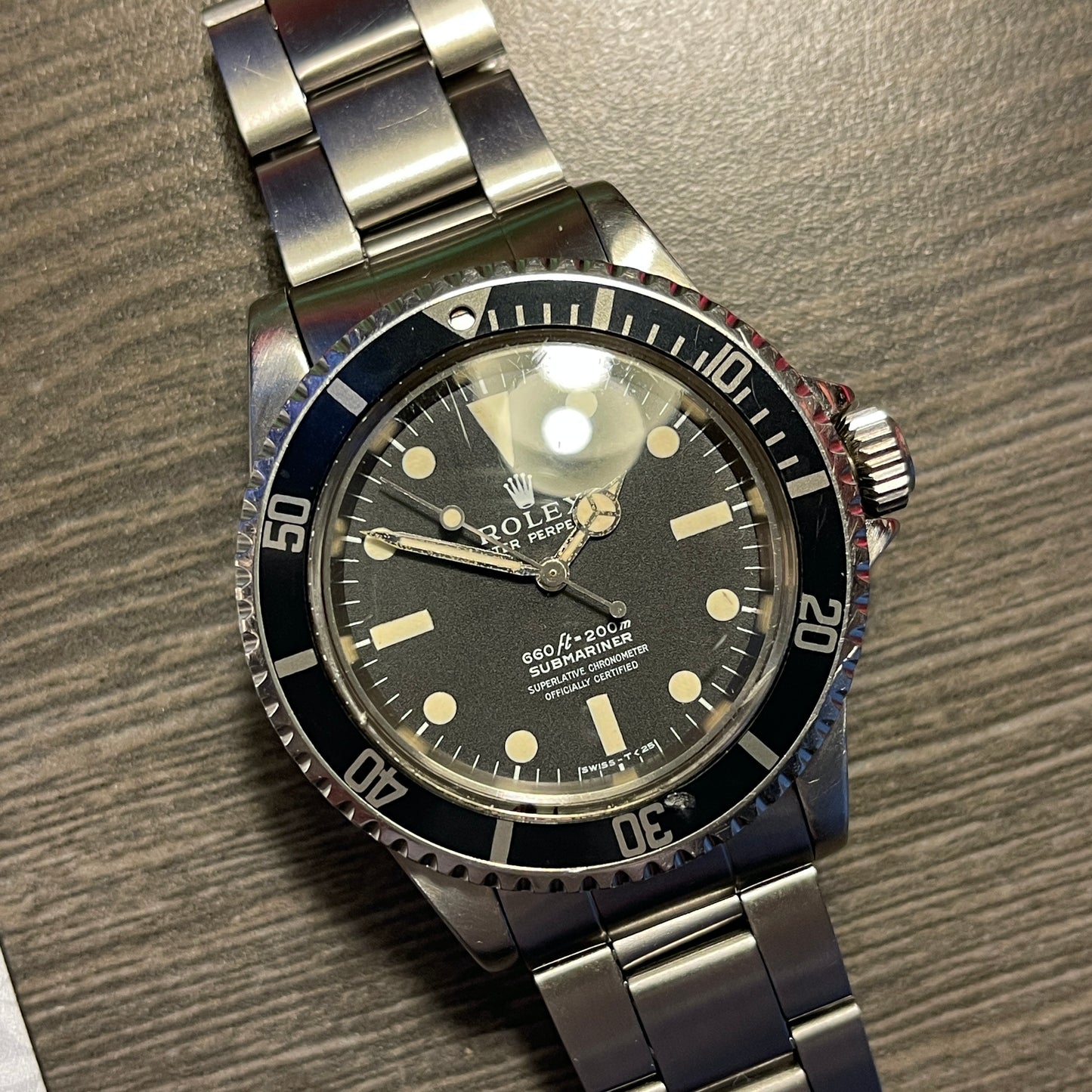 1976 Vintage Rolex Submariner 5512 Matte Four Line Fat Font Insert Wristwatch - Hashtag Watch Company