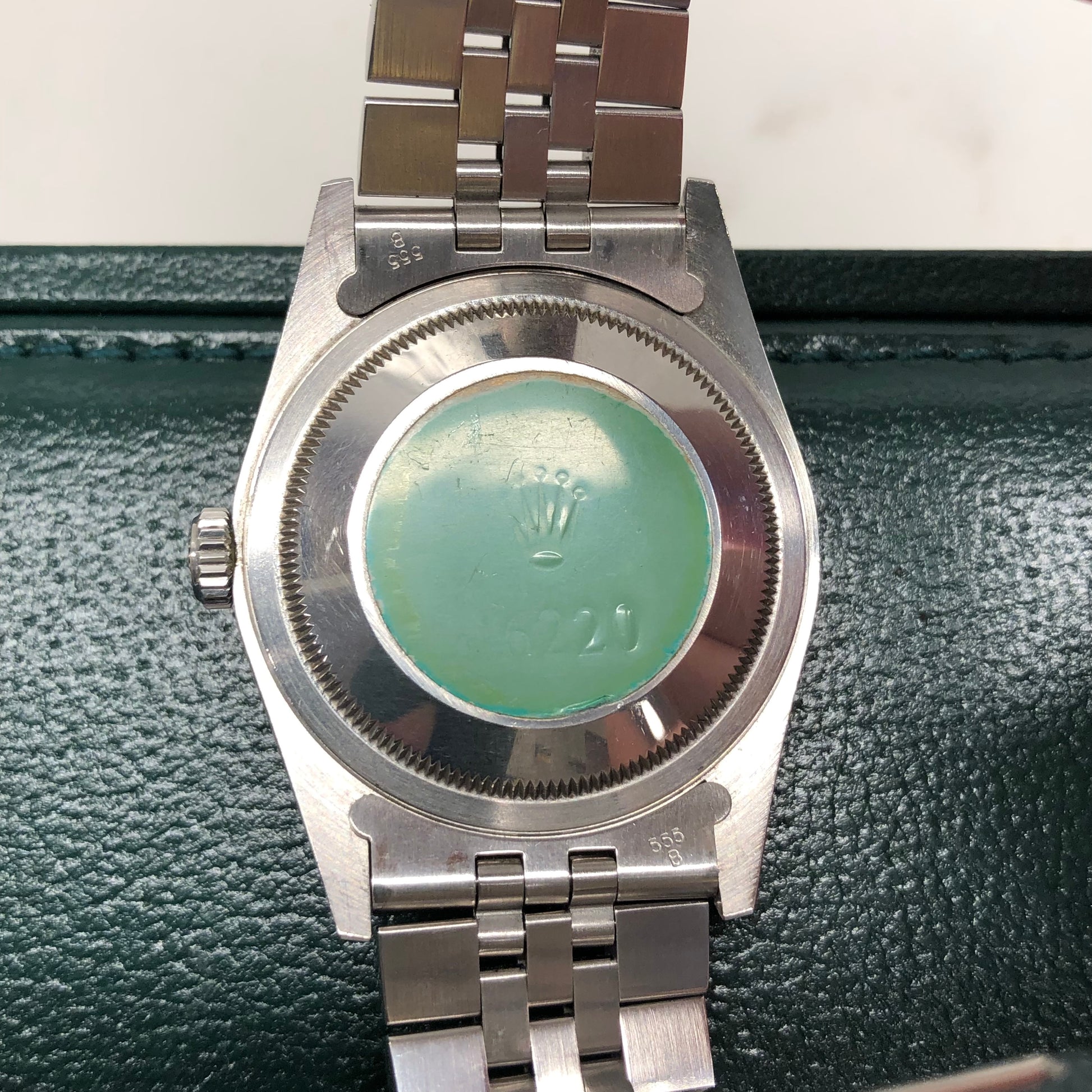 1990 Rolex Datejust 16200 Gray Tapestry Dial Engine Turned Bezel Jubilee Wristwatch Full Set - Hashtag Watch Company