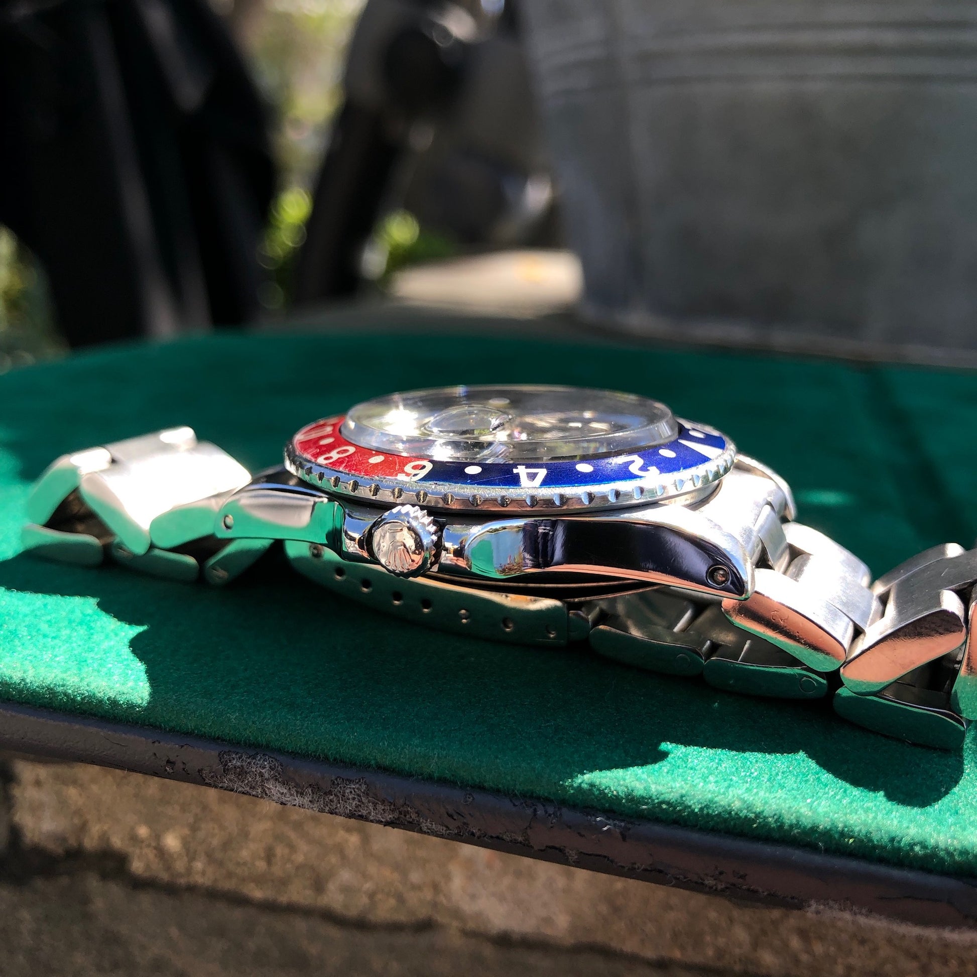Vintage Rolex GMT MASTER 1675 Pepsi Oyster Perpetual Wristwatch Circa 1978 - Hashtag Watch Company