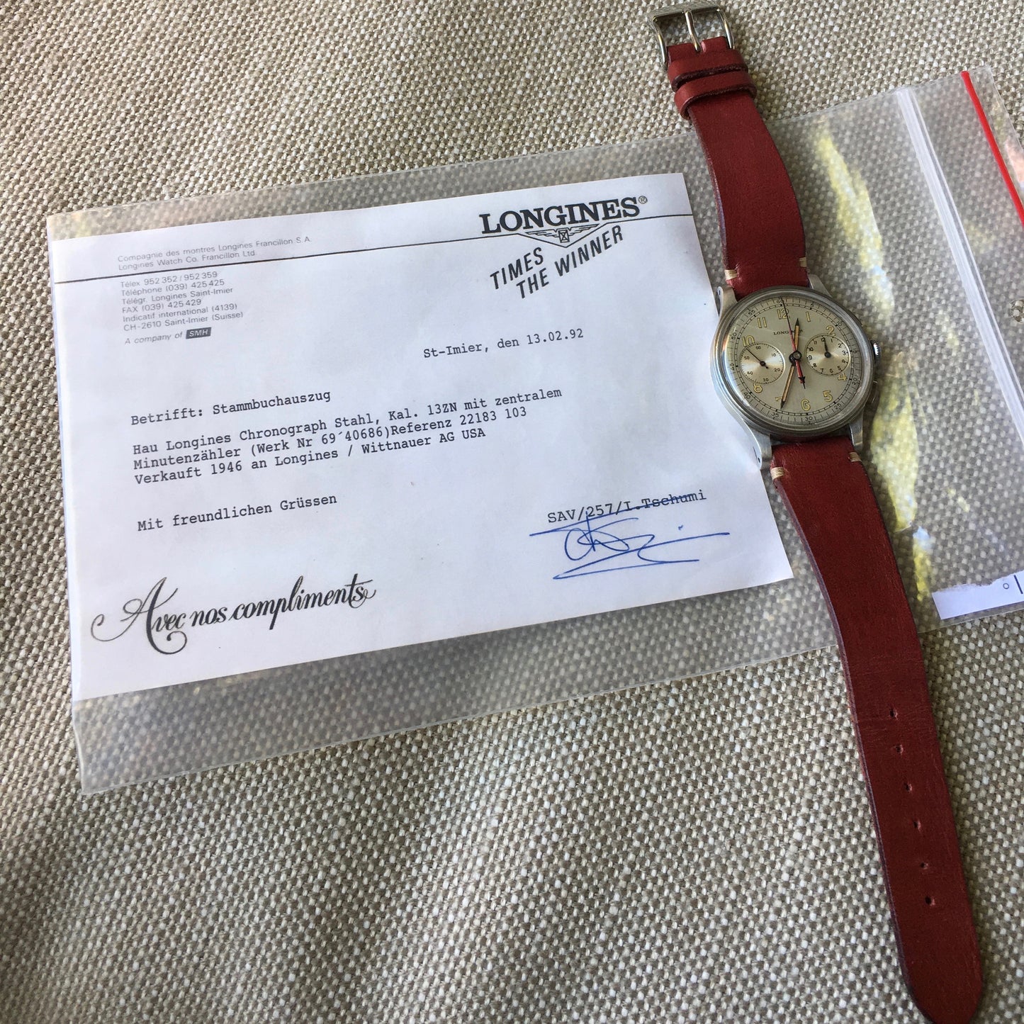 Vintage Longines 13ZN Steel Chronograph Center Minutes Recorder Wristwatch 1940's - Hashtag Watch Company