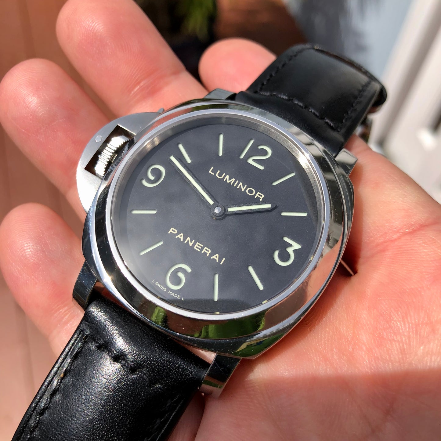 Panerai Luminor PAM 219 Base 44mm Steel Left Hand Sandwich Dial Manual Wind Wristwatch with Box and Papers - Hashtag Watch Company