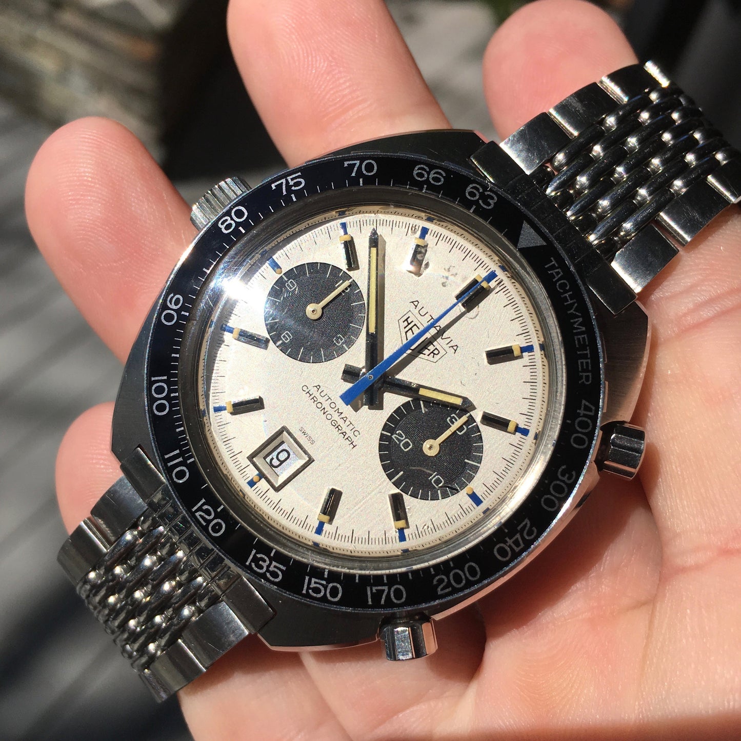 Vintage Heuer Autavia 1163 Jo Siffert Mk. IV Steel Chronograph Cal. 11 Watch 1971 - Hashtag Watch Company