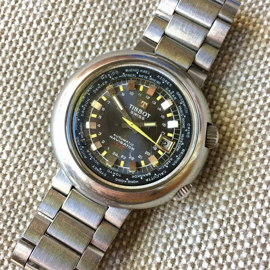Vintage Tissot Navigator T12 Compressor 788 Automatic 44mm Wristwatch Box Papers - Hashtag Watch Company